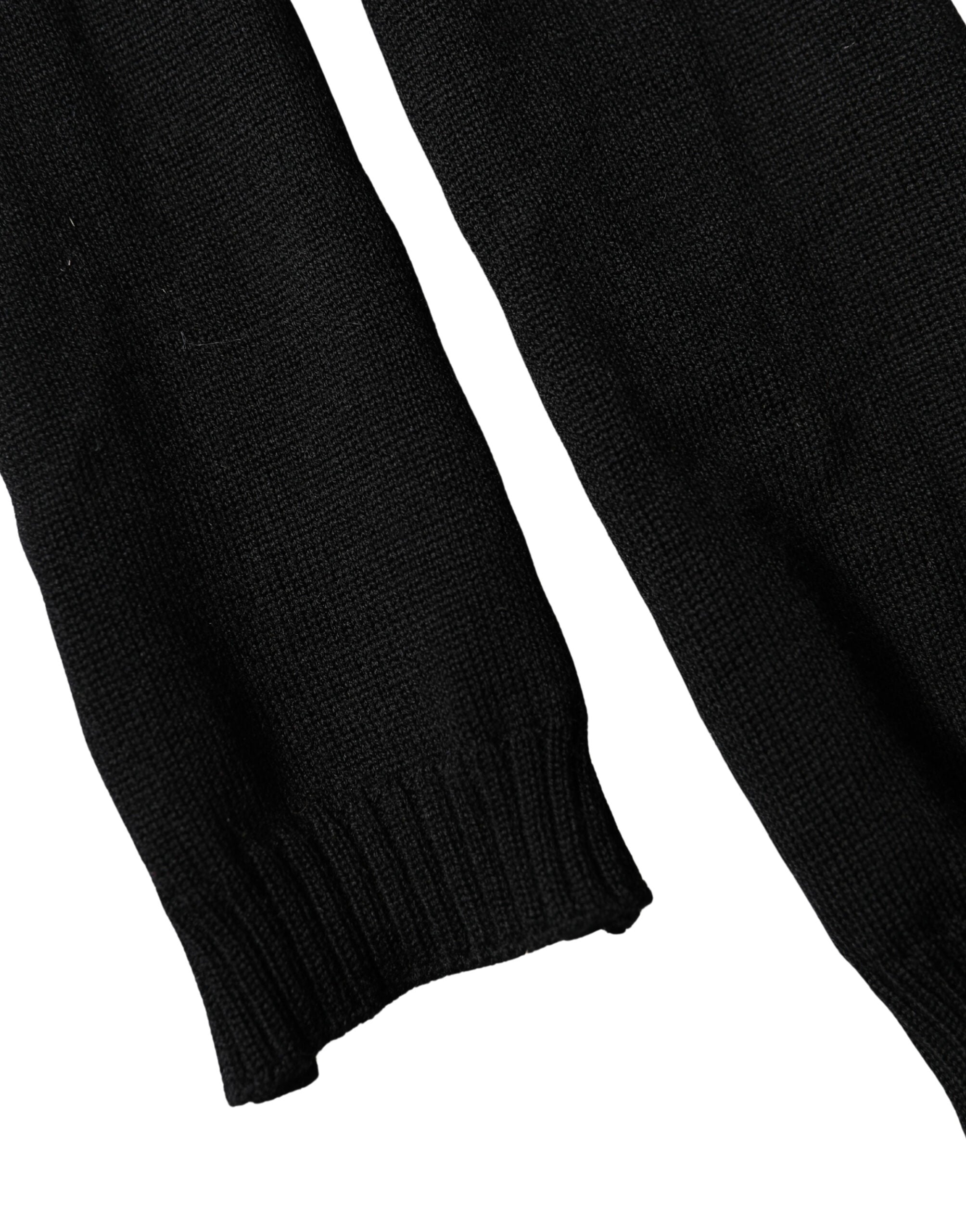 Black Wool Knitted Neck Foulard 259cm x 17cm Men Scarf - ventzia