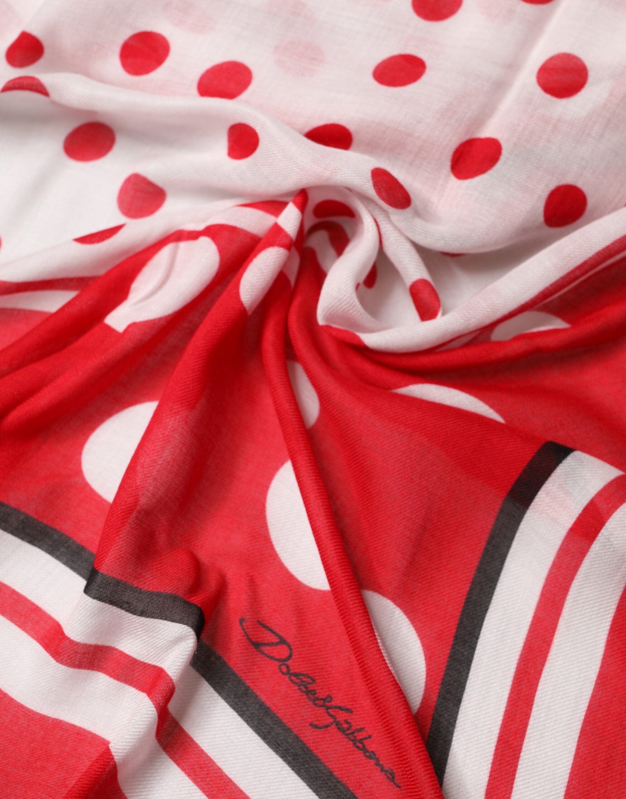 Red Polka Dot Print Square Stole 130cm x 130cm Scarf - ventzia
