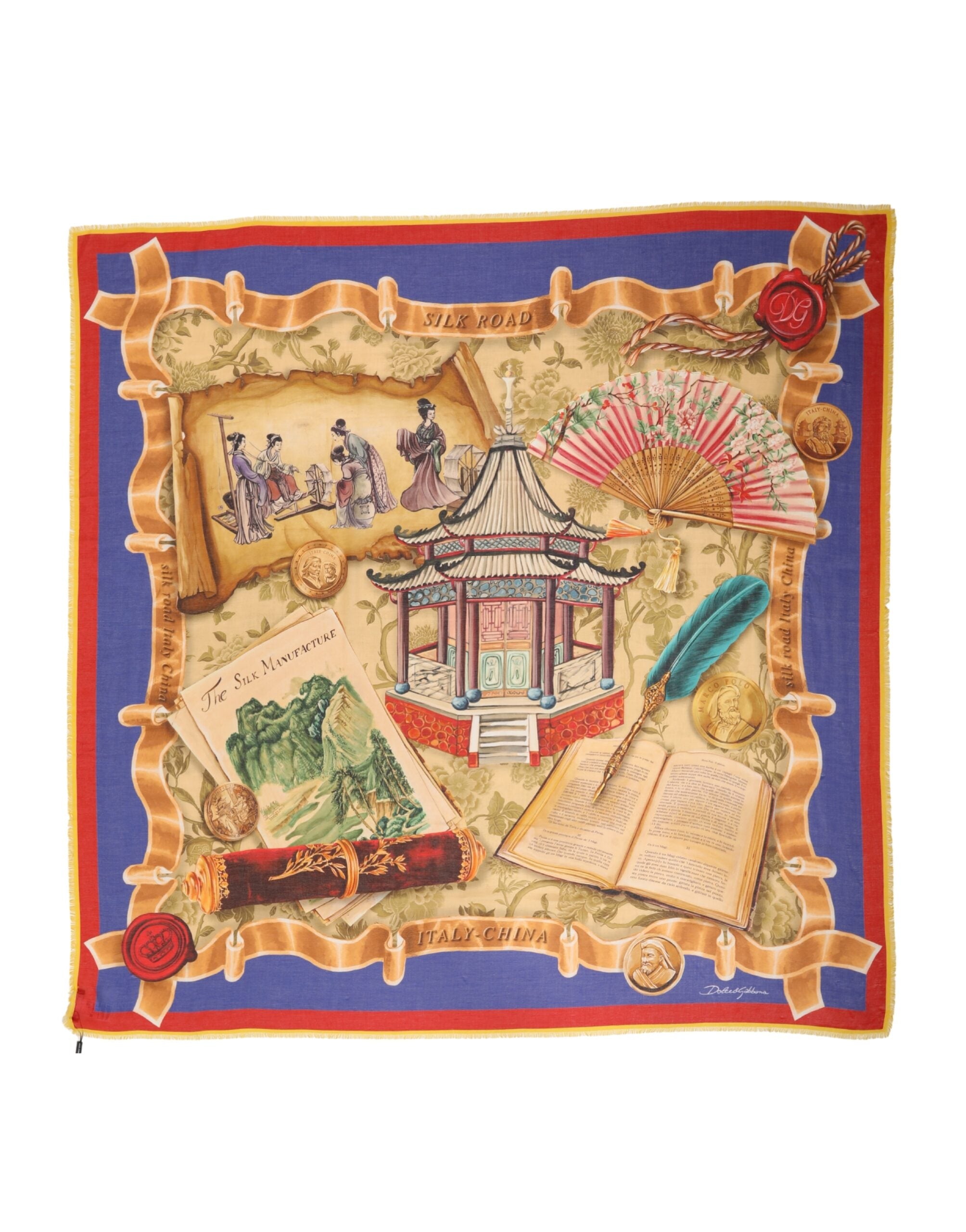 Multicolor Italy China Shawl Wrap 140cm x 130cm  Scarf - ventzia