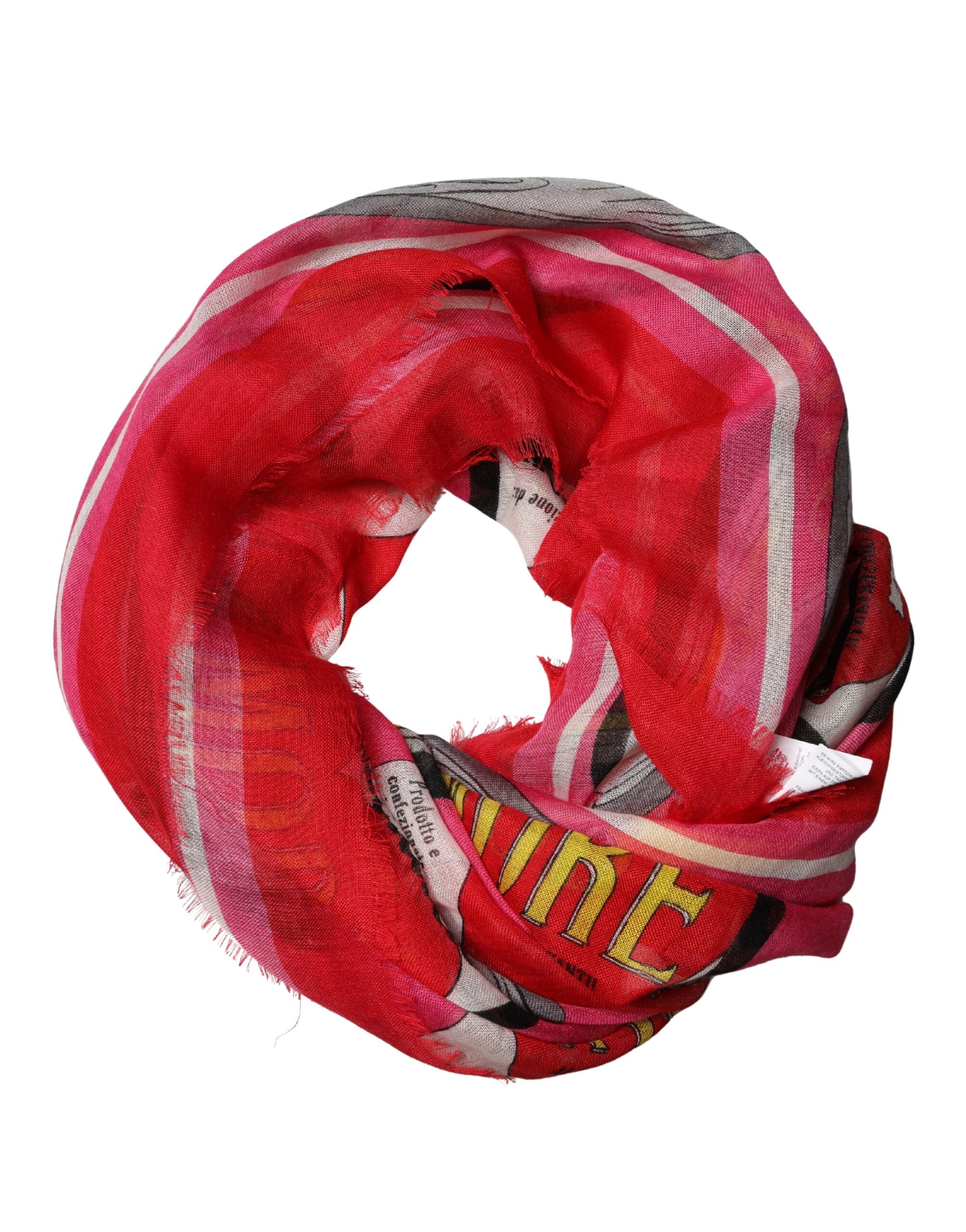 Pink DG Amore Print Neck Square Shawl 140cm x 140cm Scarf - ventzia