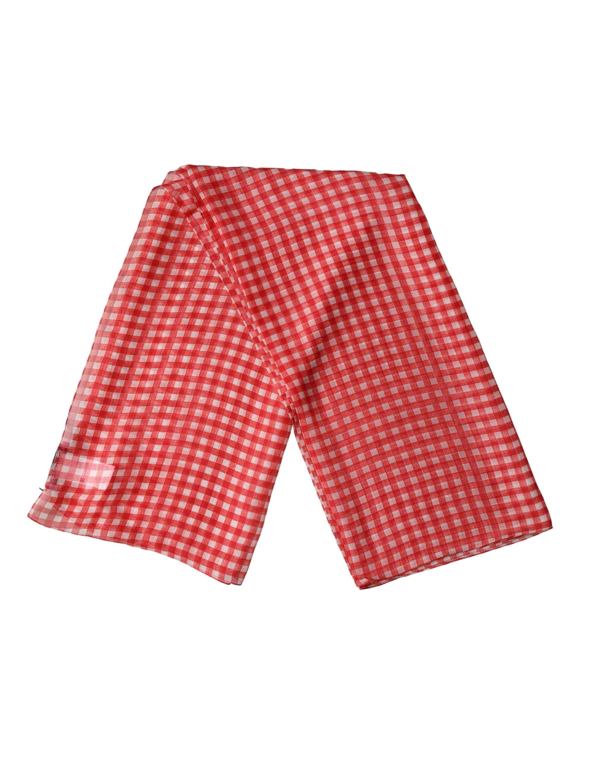 White Red Check Silk Wrap Foulard 140cm x 136cm Scarf - ventzia