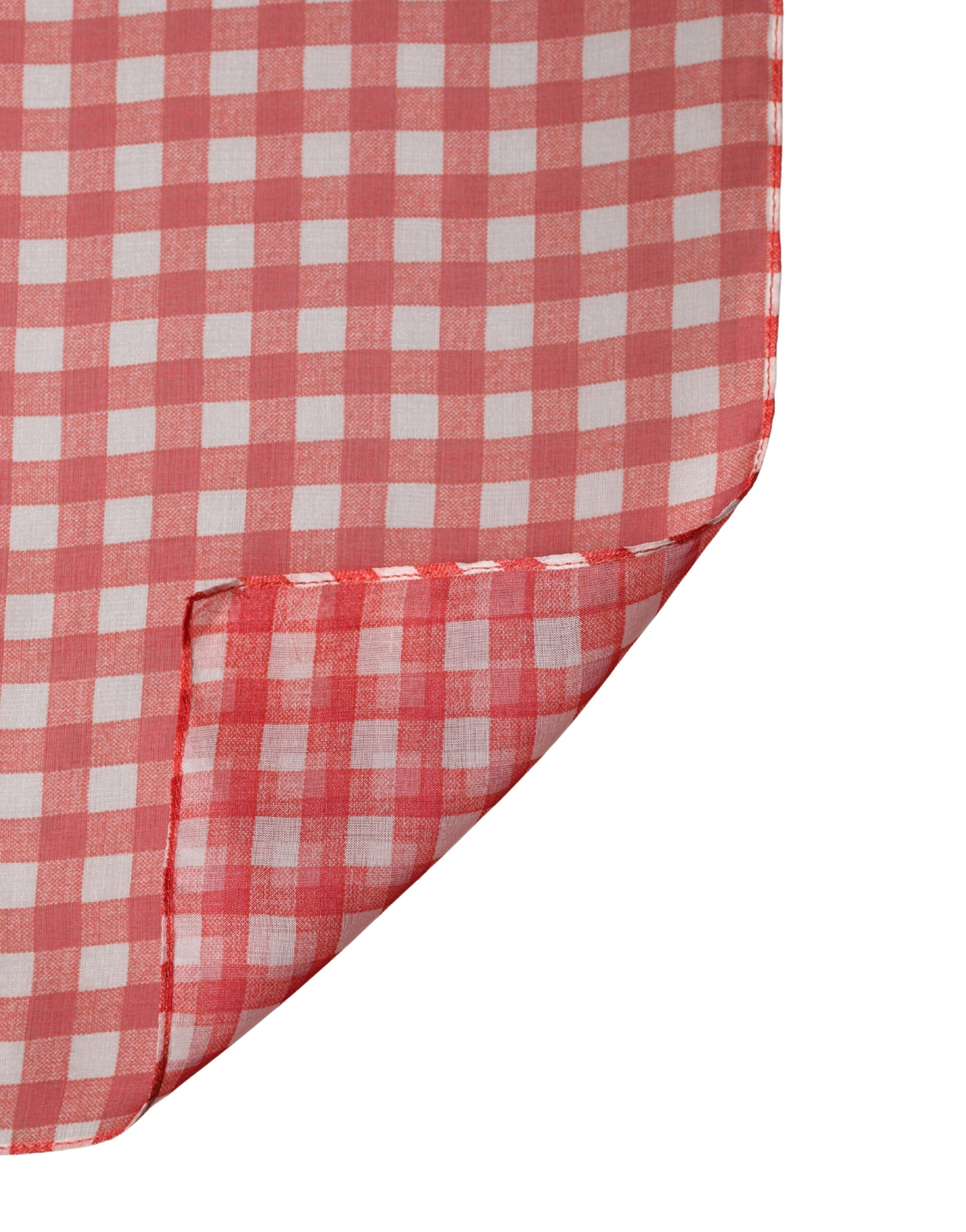 White Red Check Silk Wrap Foulard 140cm x 136cm Scarf - ventzia