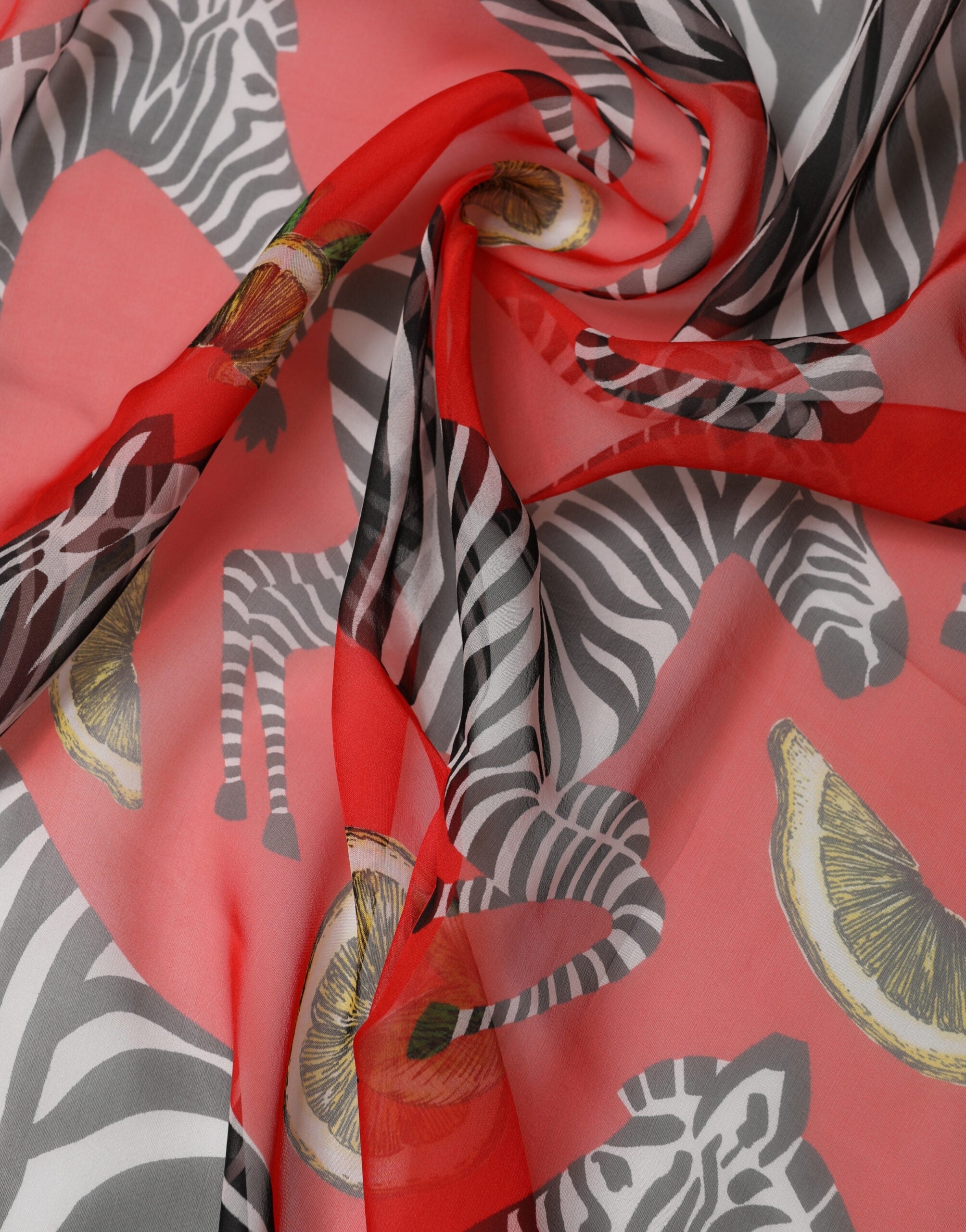 Red Zebra Print Silk Wrap Shawl Stole 200cm x 132cm Scarf - ventzia