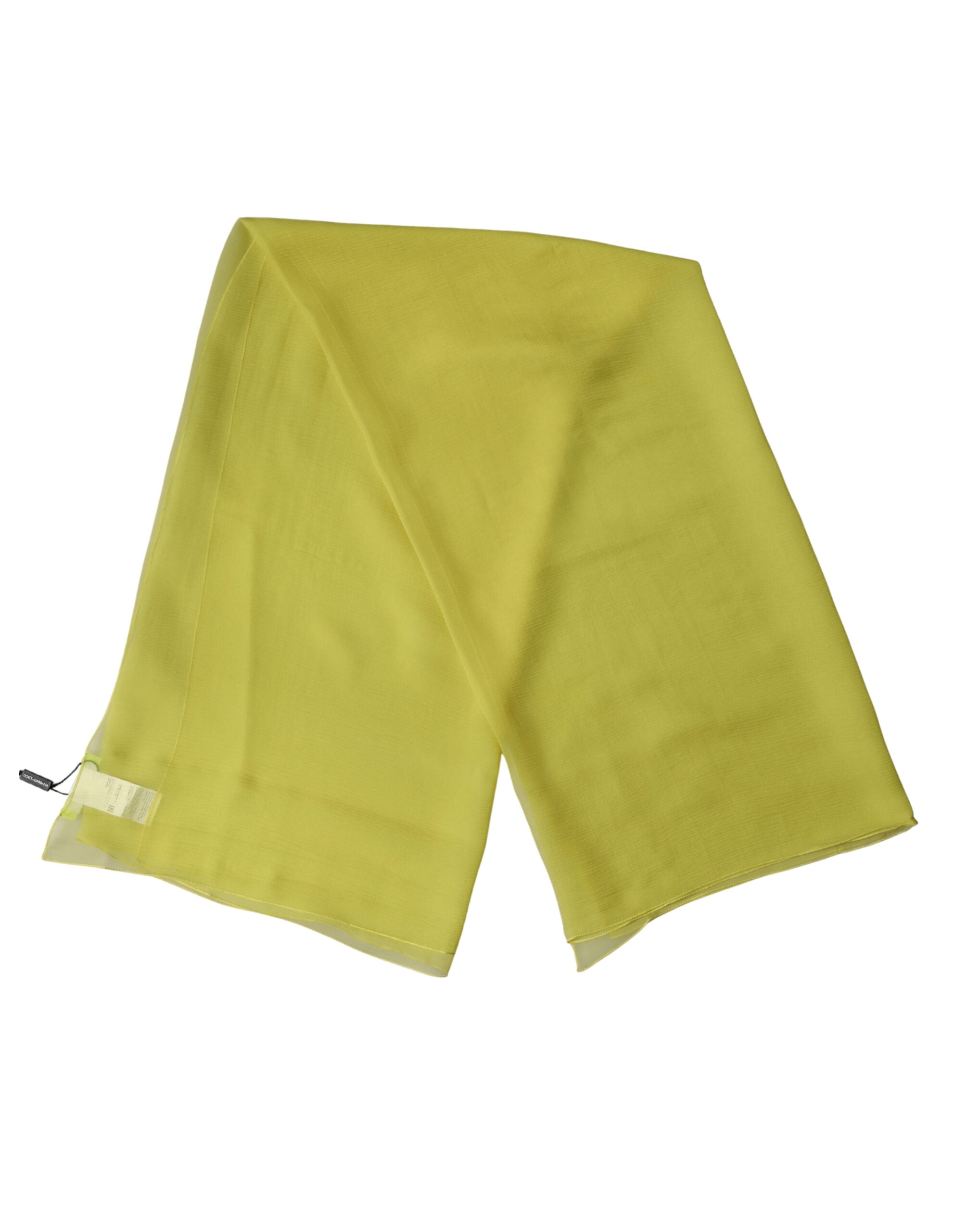 Yellow Silk Neck Wrap Shawl Foulard 120cm x 117cm Scarf - ventzia