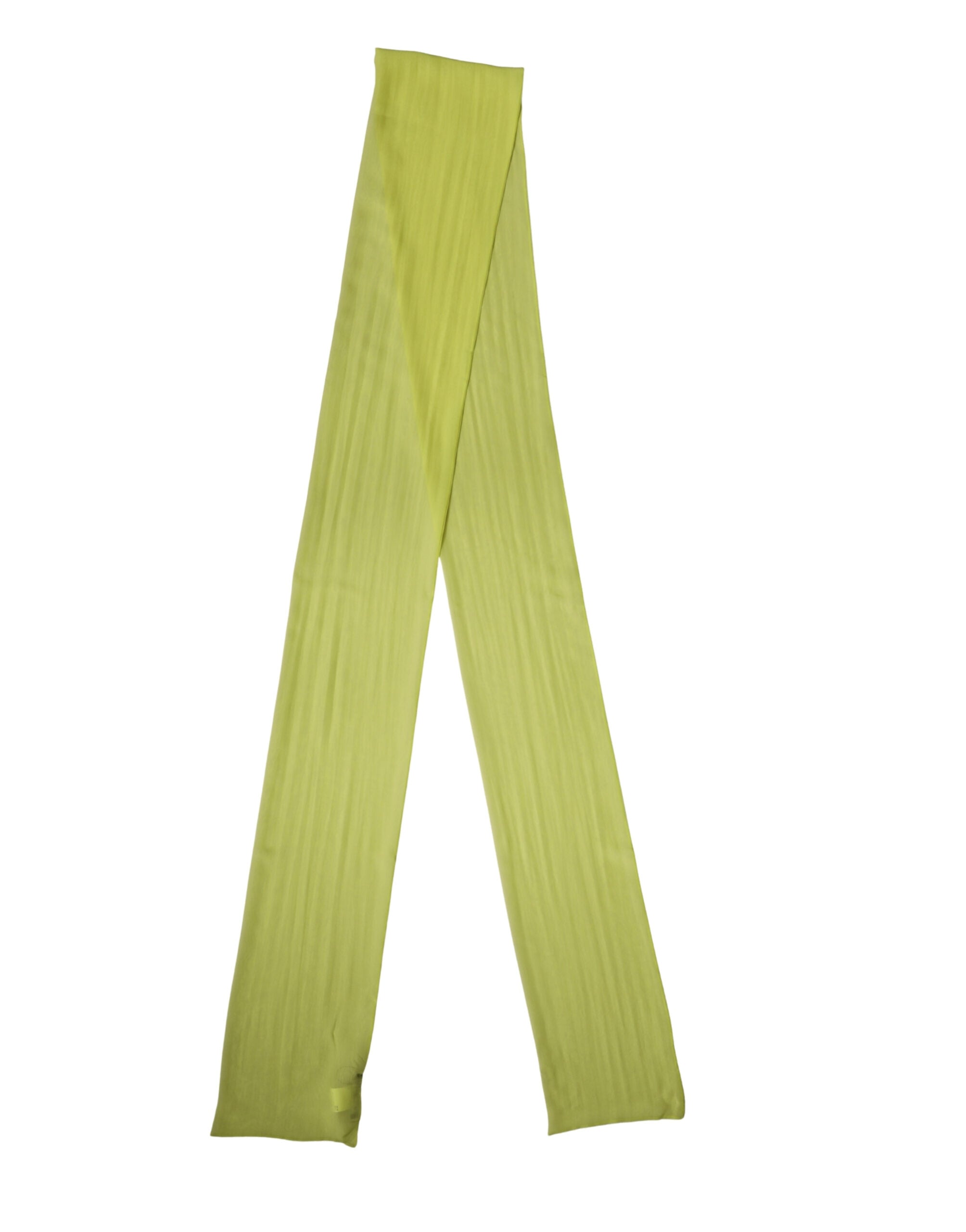 Yellow Green Silk Sash Foulard Stole 292cm x 19cm Scarf - ventzia
