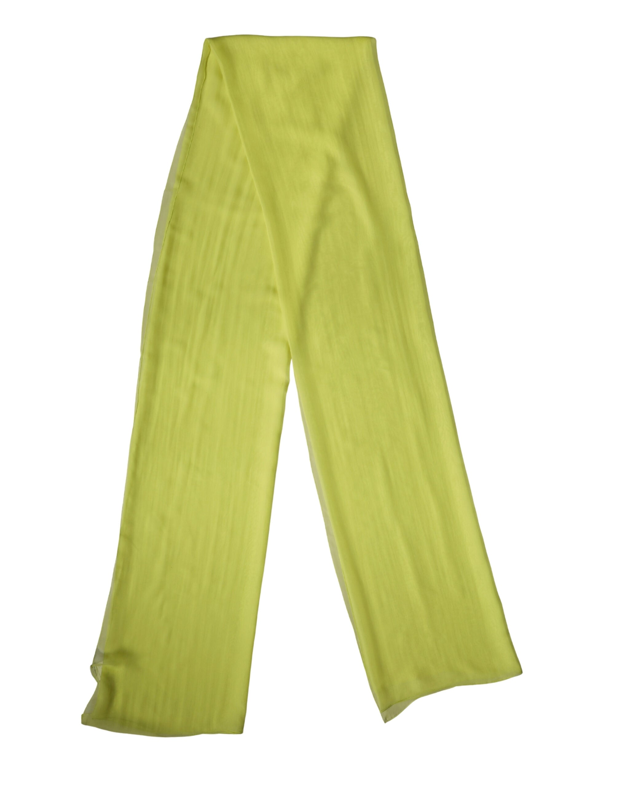 Yellow Green Silk Sash Foulard Stole 270cm x 120cm  Scarf - ventzia