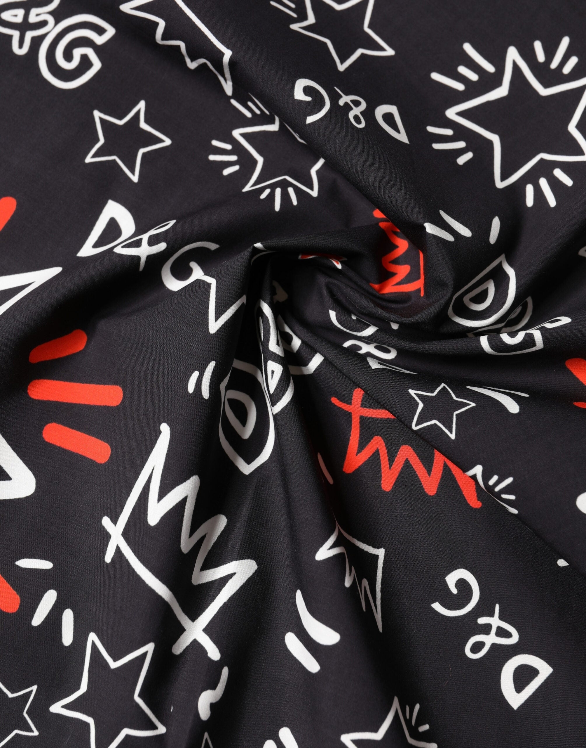 Black White Red DG Crown Cotton Foulard 47cm x 46cm Scarf - ventzia