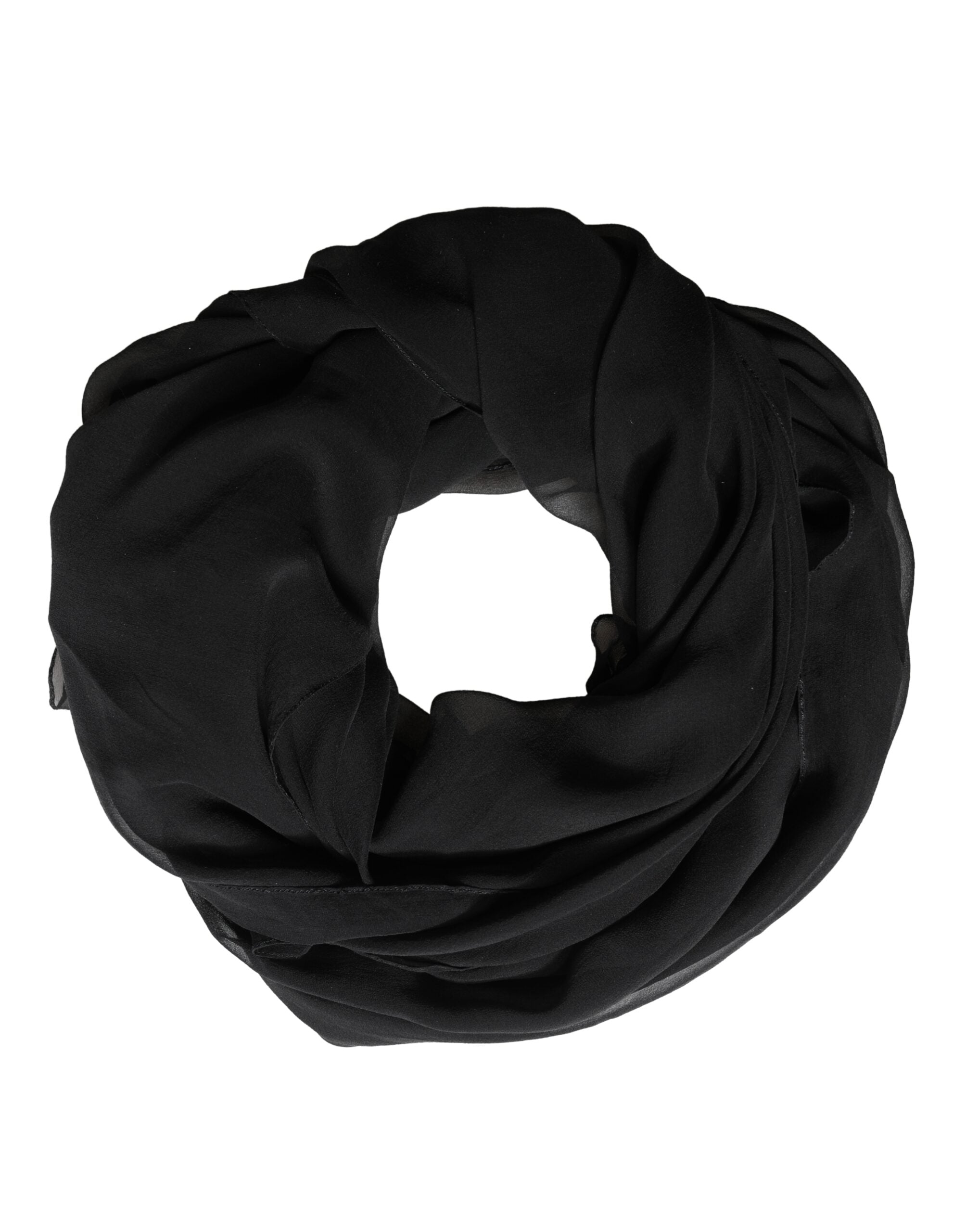 Black Silk Neck Wrap Shawl Stole 167cm x 126cm Scarf - ventzia