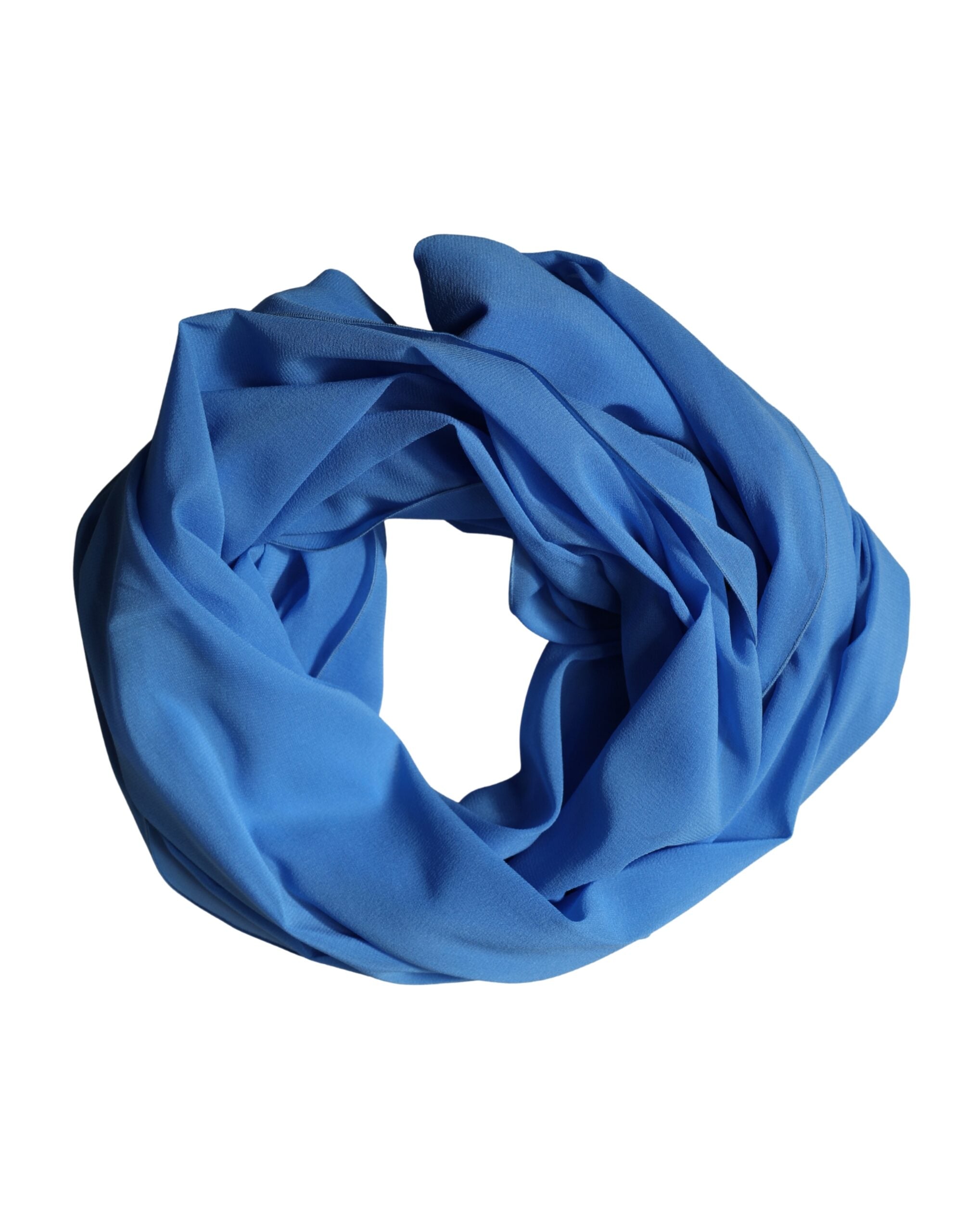 Blue Silk Neck Wrap Shawl Stole 200cm x 64cm Scarf - ventzia