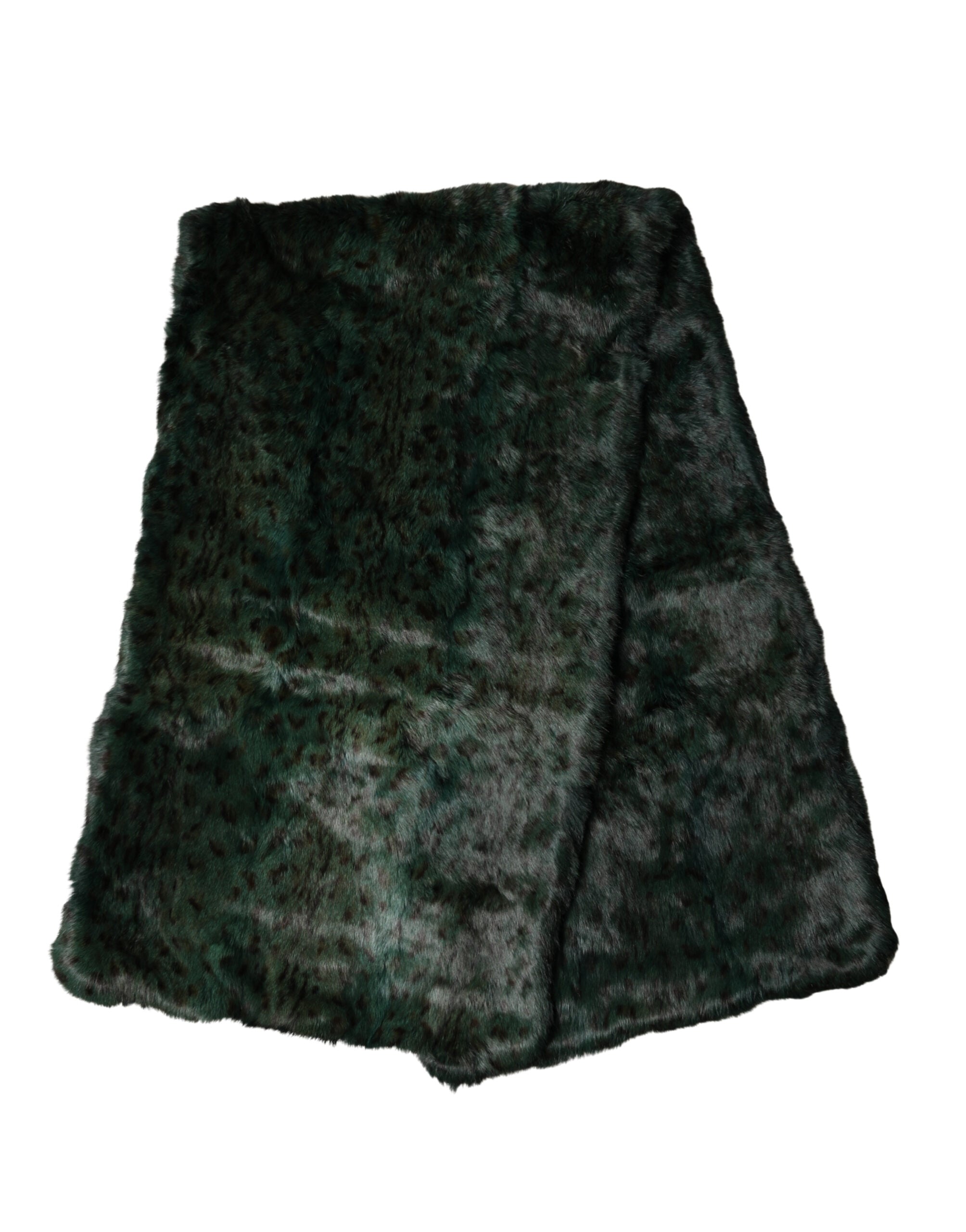 Black Green Stripe Fur Shawl Neck Wrap 180cm x49cm  Scarf - ventzia