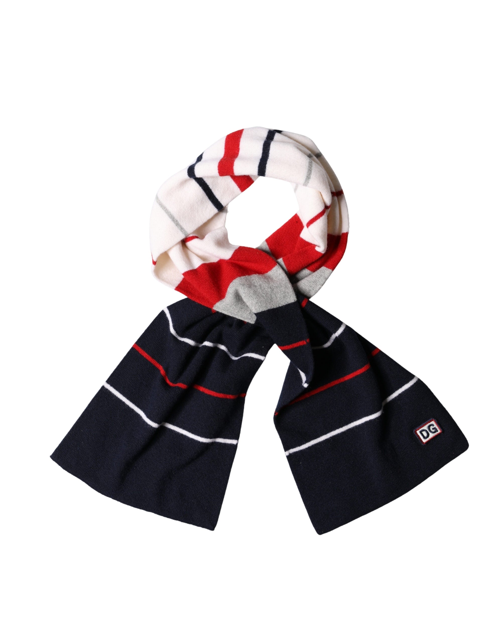 Multicolor Stripes Shawl Neck Wrap 119cm x 20cm  Scarf - ventzia