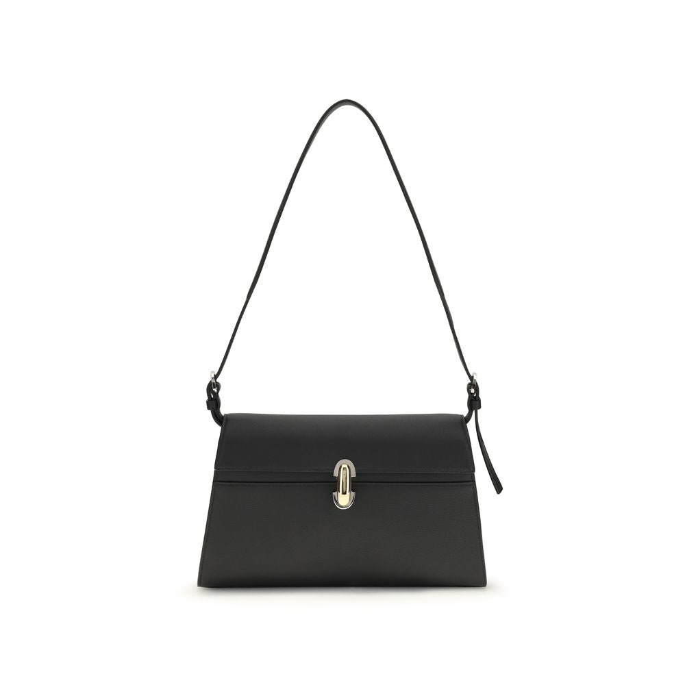 Black Calf Leather Bos Taurus Shoulder Bag - ventzia