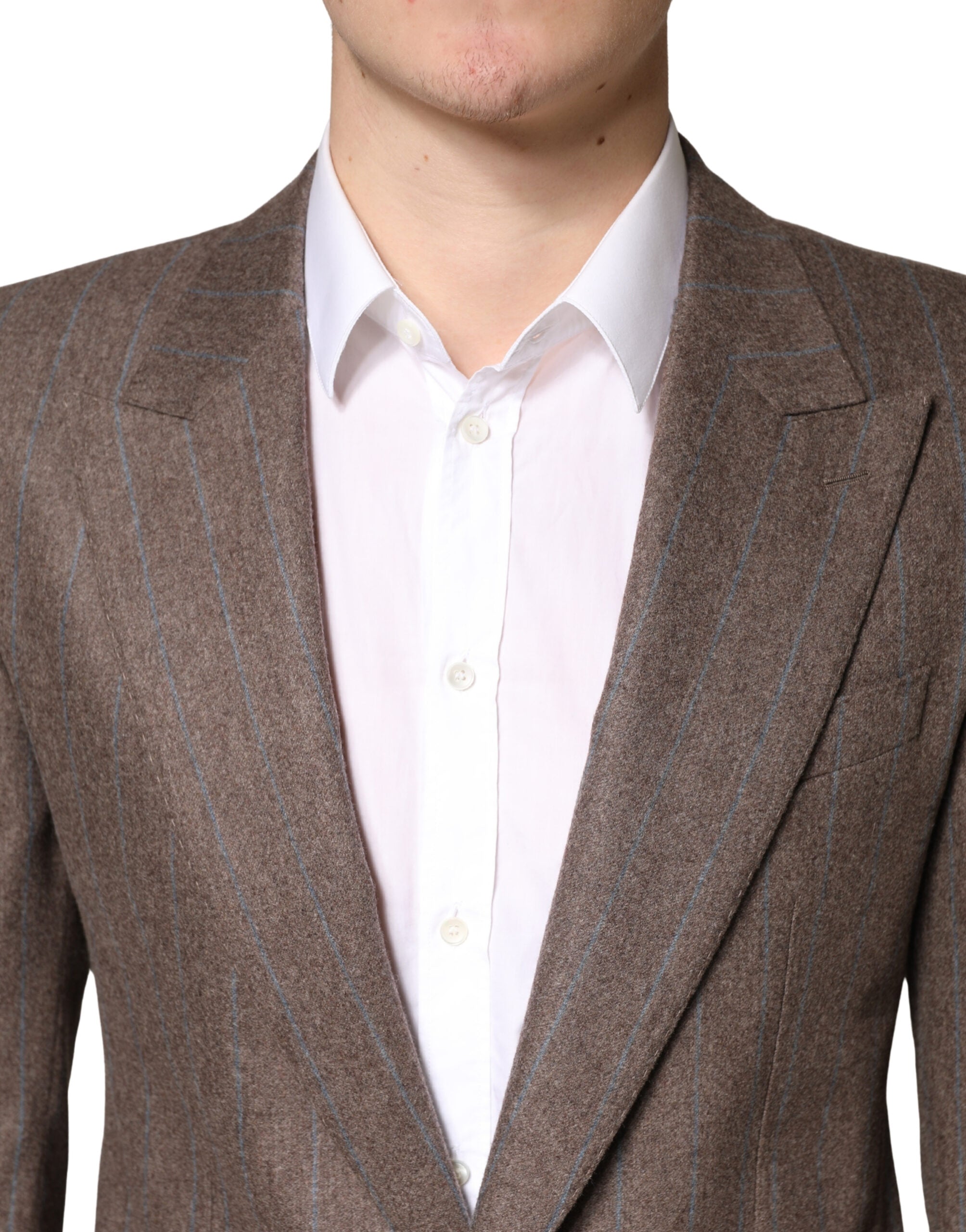 Brown Stripes Single Breasted Blazer - ventzia