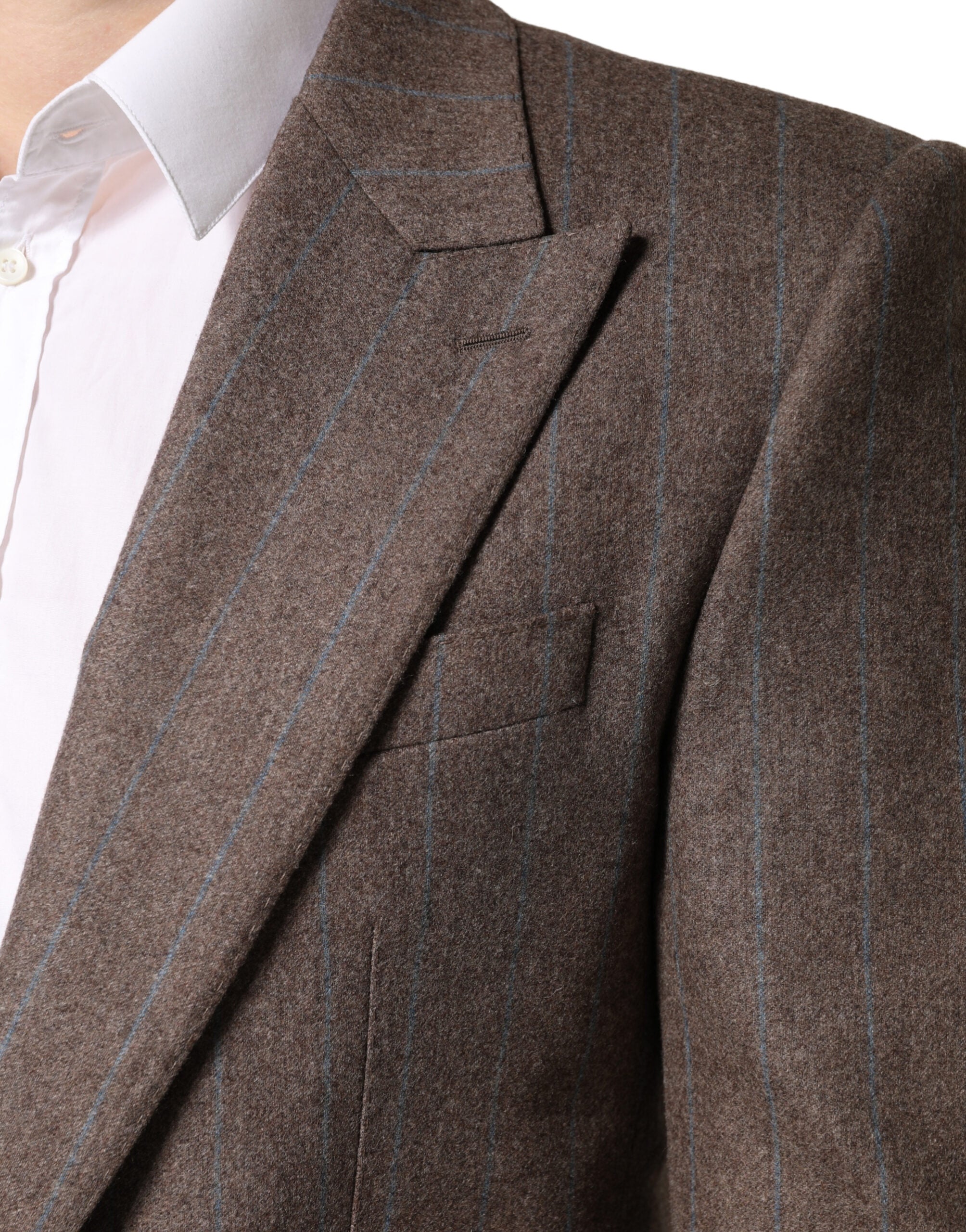 Brown Stripes Single Breasted Blazer - ventzia
