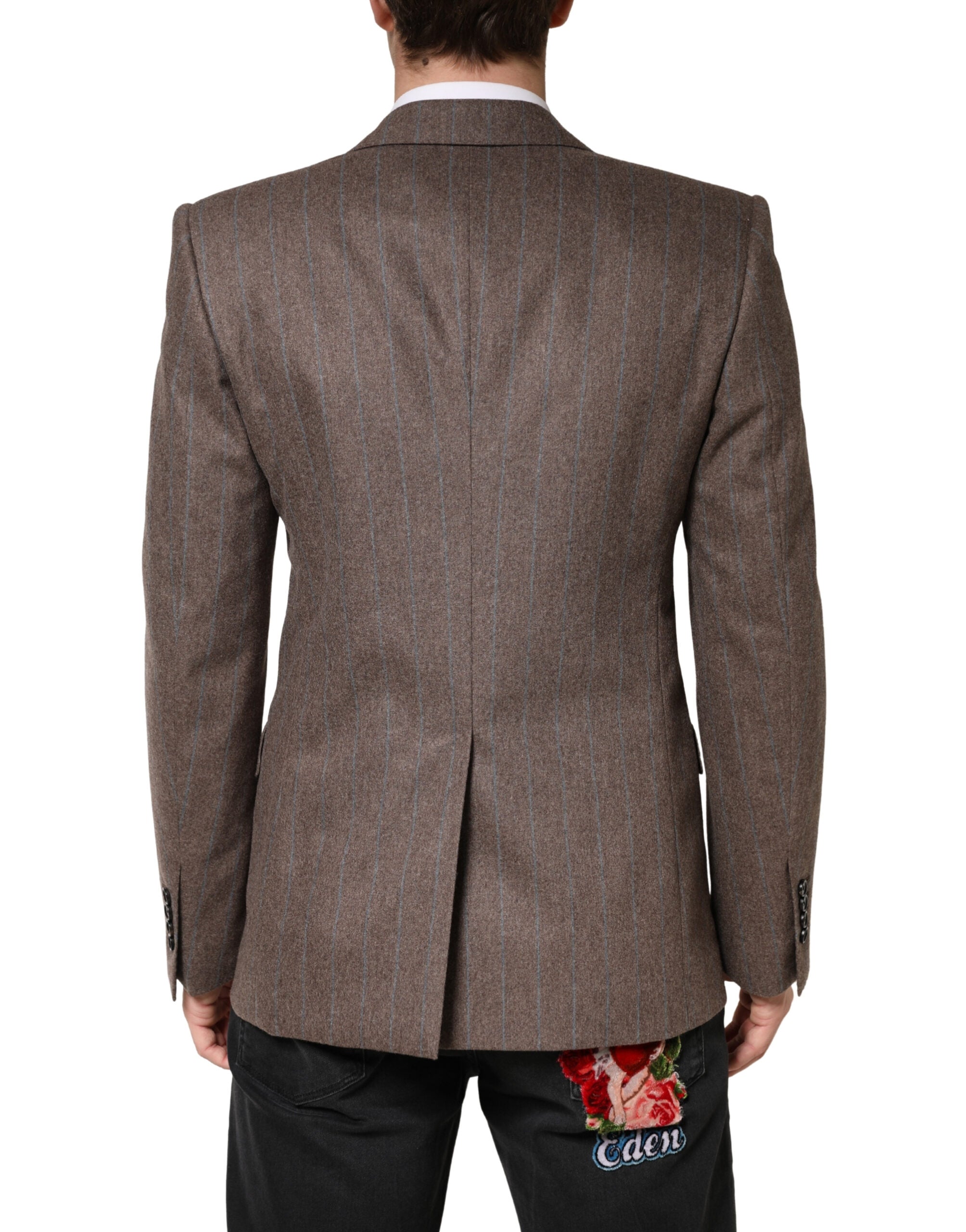 Brown Stripes Single Breasted Blazer - ventzia