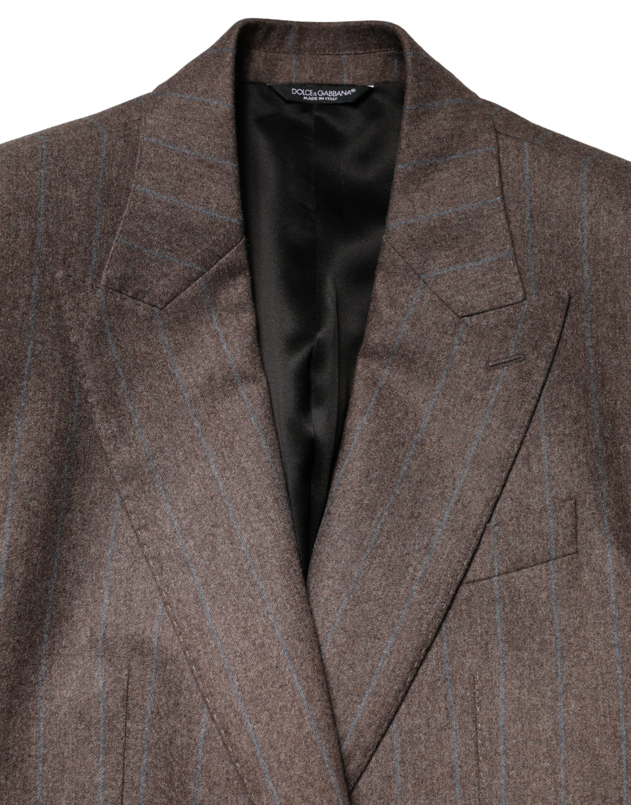 Brown Stripes Single Breasted Blazer - ventzia