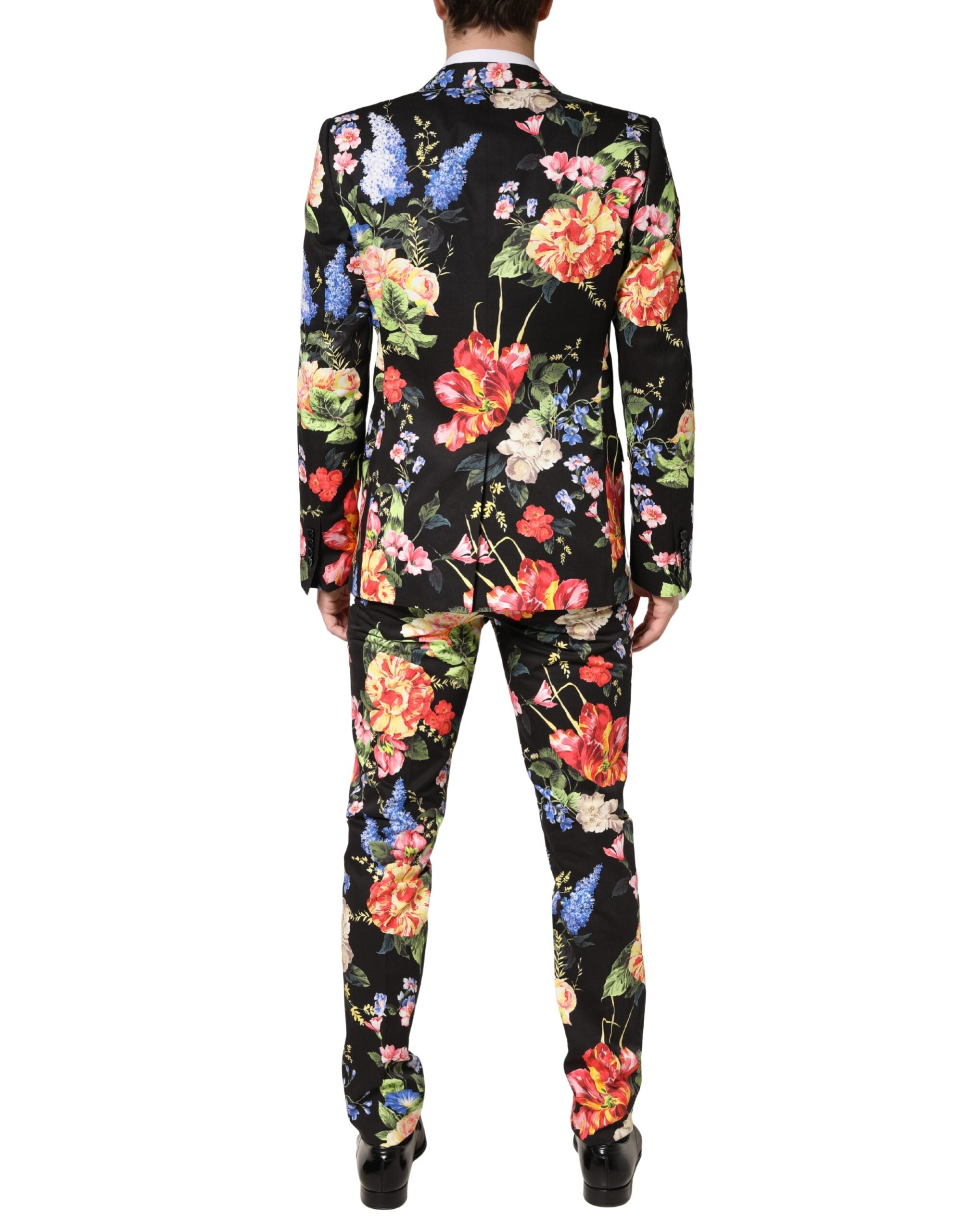 Black Floral Single Breasted MARTINI 2 Piece Suit - ventzia
