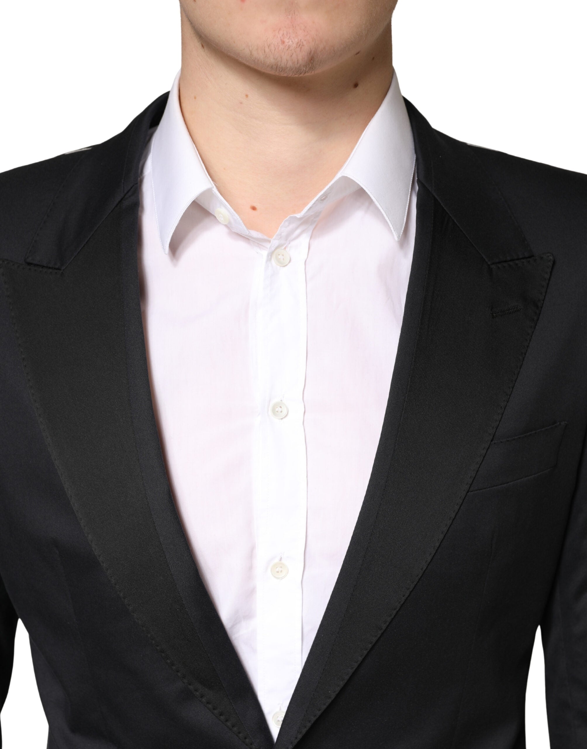 Black Cotton Single Breasted 2 Piece Suit - ventzia