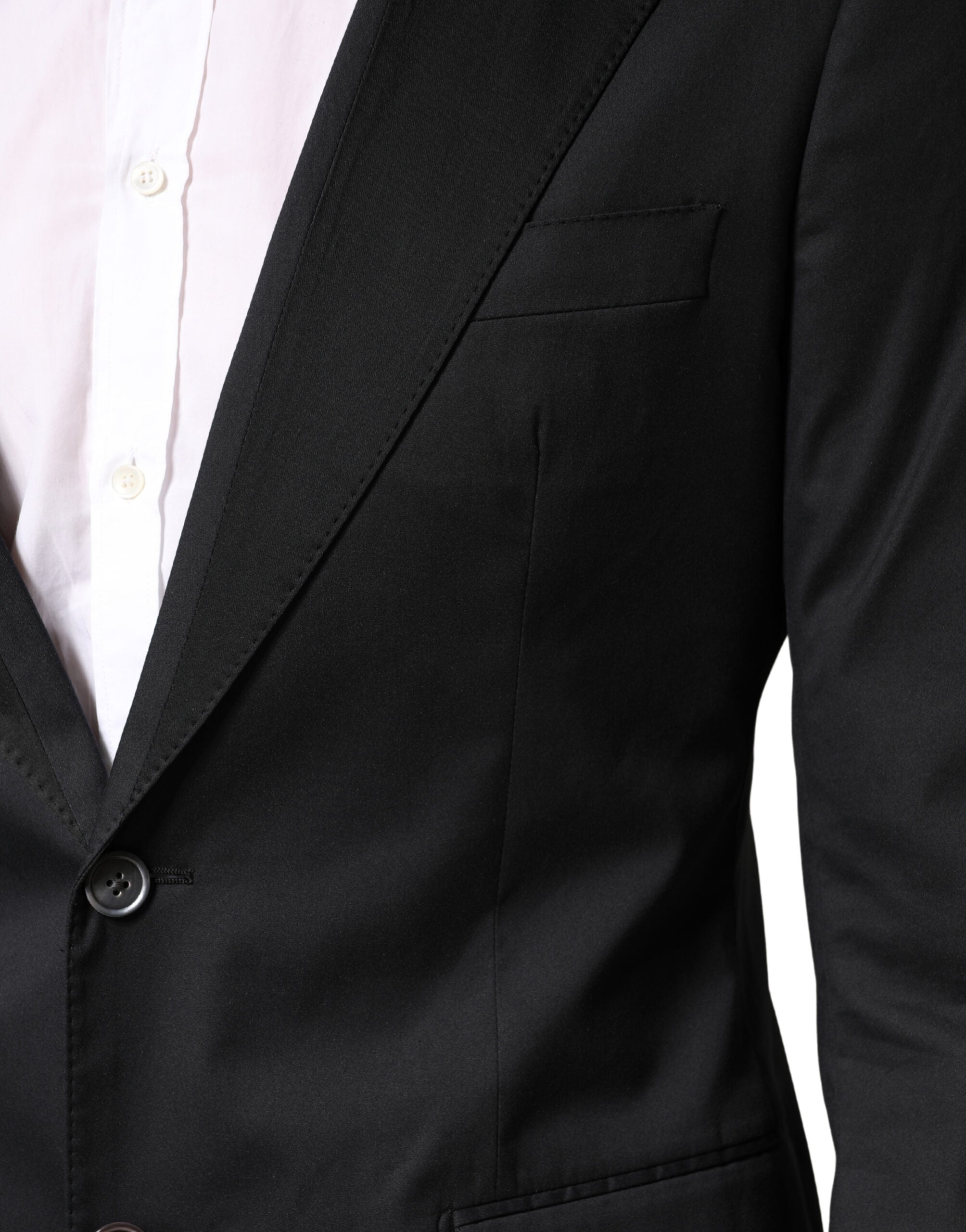 Black Cotton Single Breasted 2 Piece Suit - ventzia
