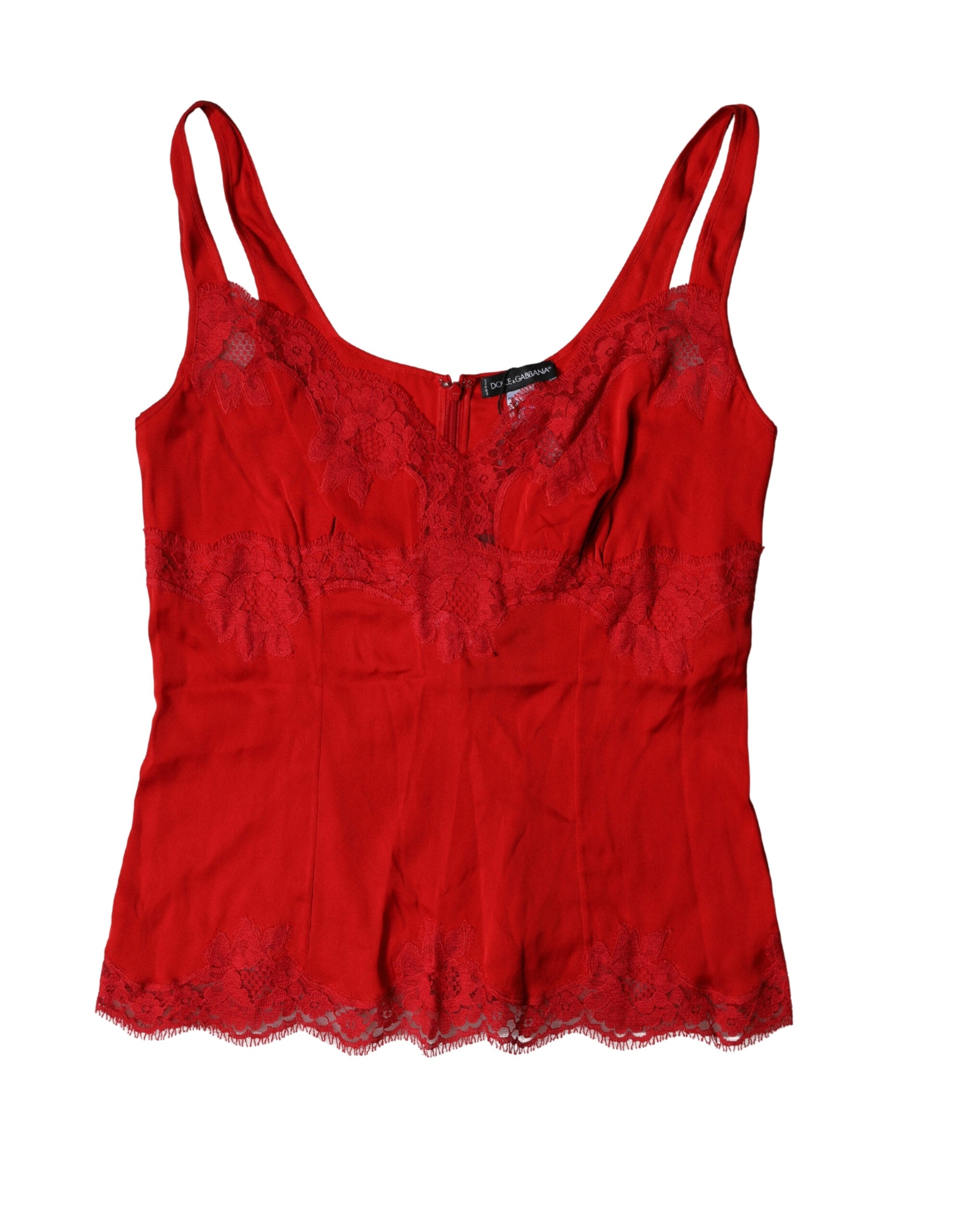 Red Silk Floral Lace Lingerie Top Underwear - ventzia