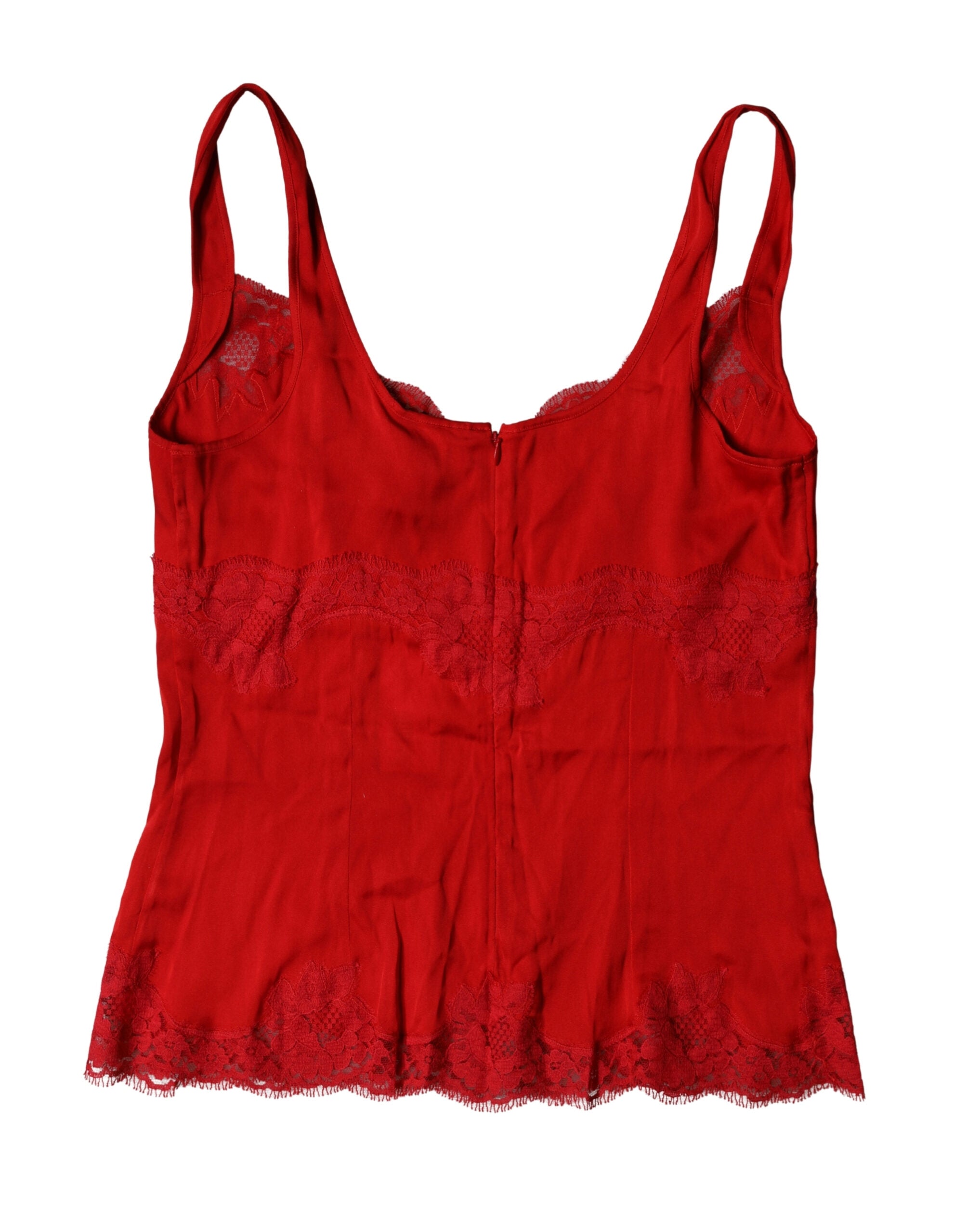 Red Silk Floral Lace Lingerie Top Underwear - ventzia