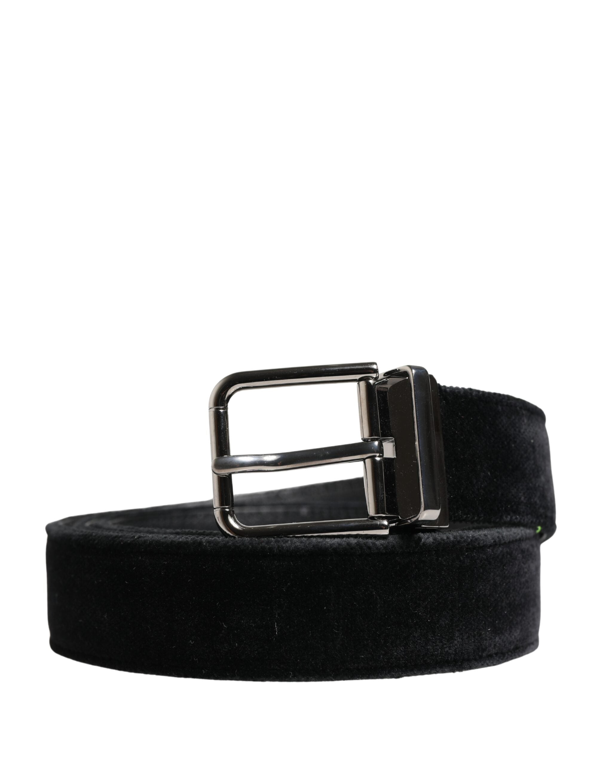 Black Suede Silver Tone Metal Buckle Men Belt - ventzia