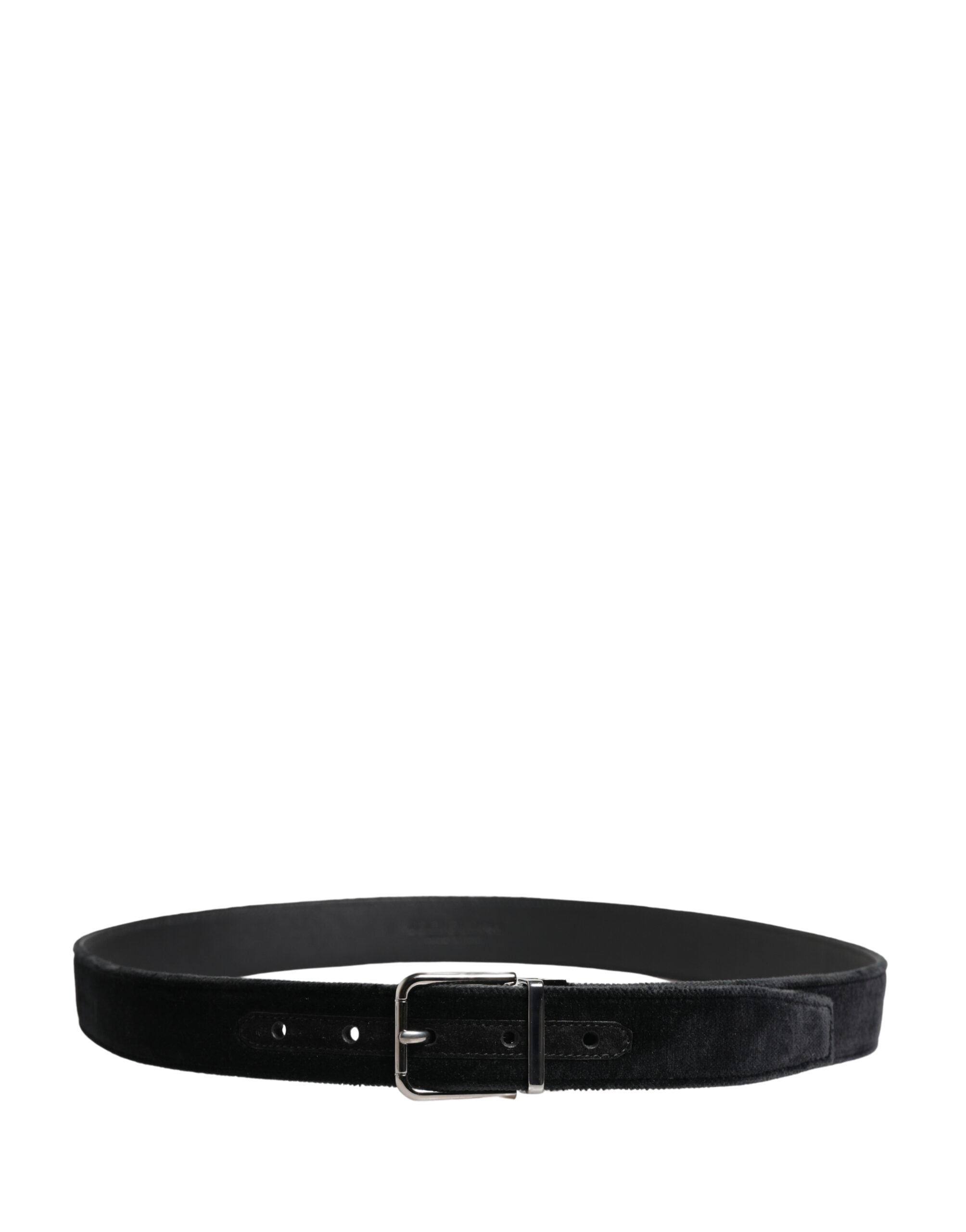Black Suede Silver Tone Metal Buckle Men Belt - ventzia