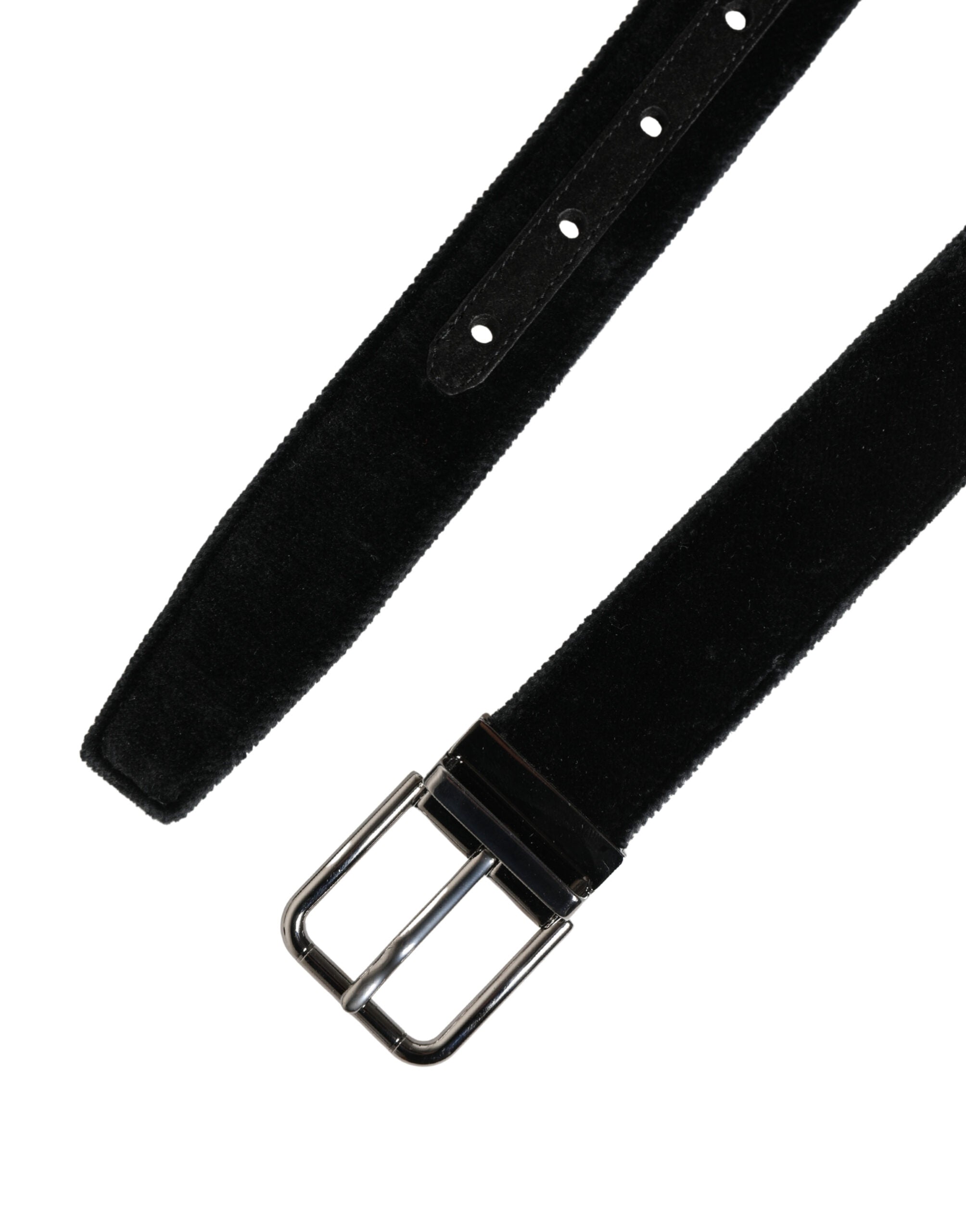 Black Suede Silver Tone Metal Buckle Men Belt - ventzia