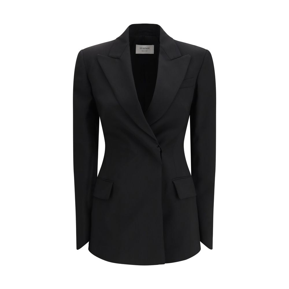 Black Fleece Wool Blazer - ventzia