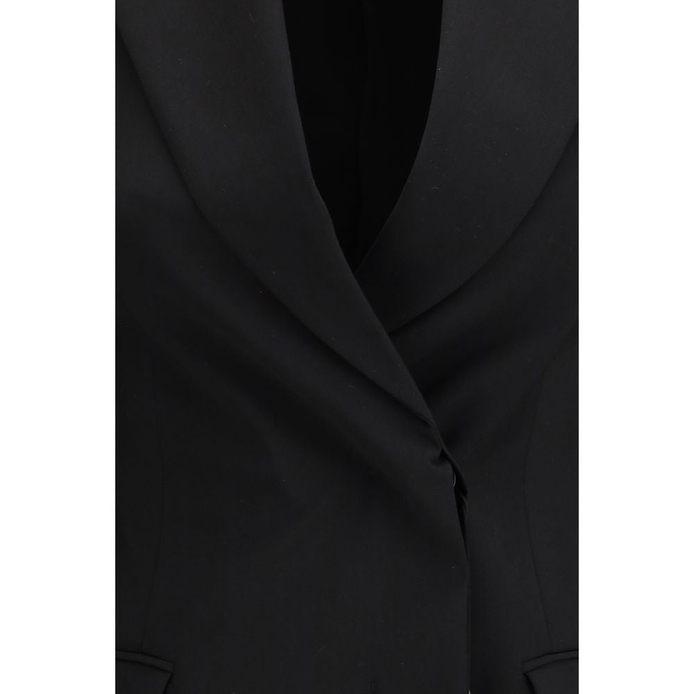 Black Fleece Wool Blazer - ventzia