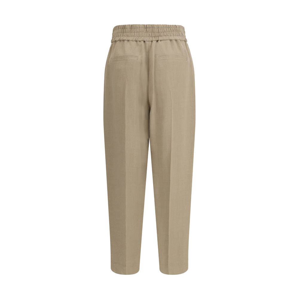 Beige Viscose Casual Pants - ventzia