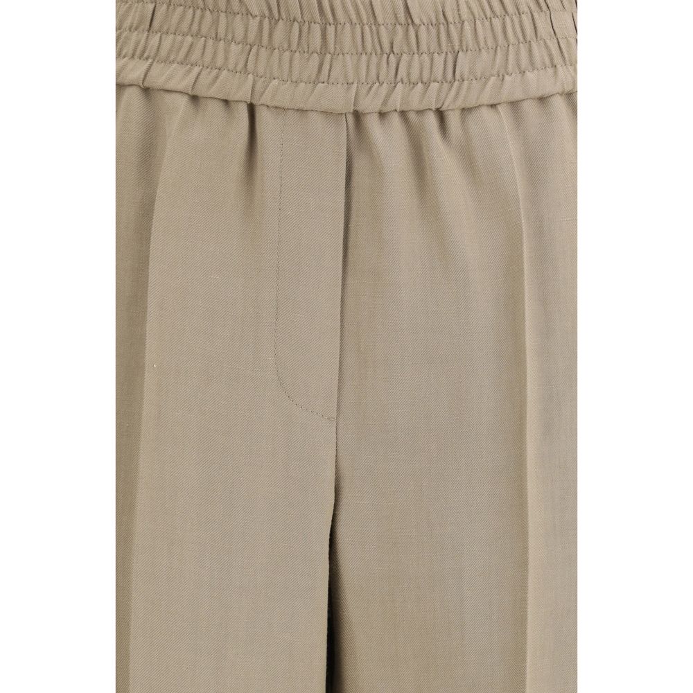 Beige Viscose Casual Pants - ventzia