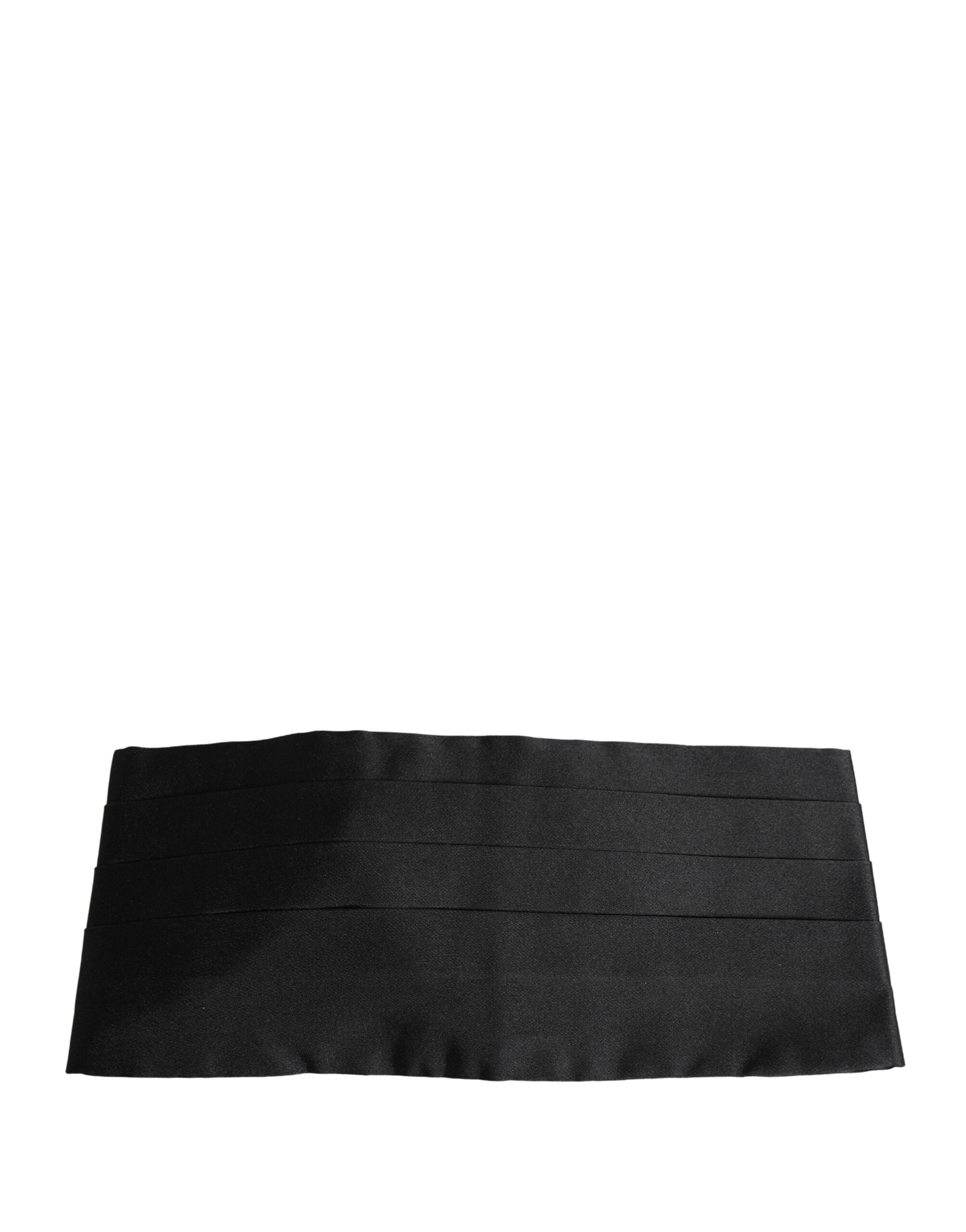 Black 100% Silk Wide Belt Waist Cummerbund - ventzia