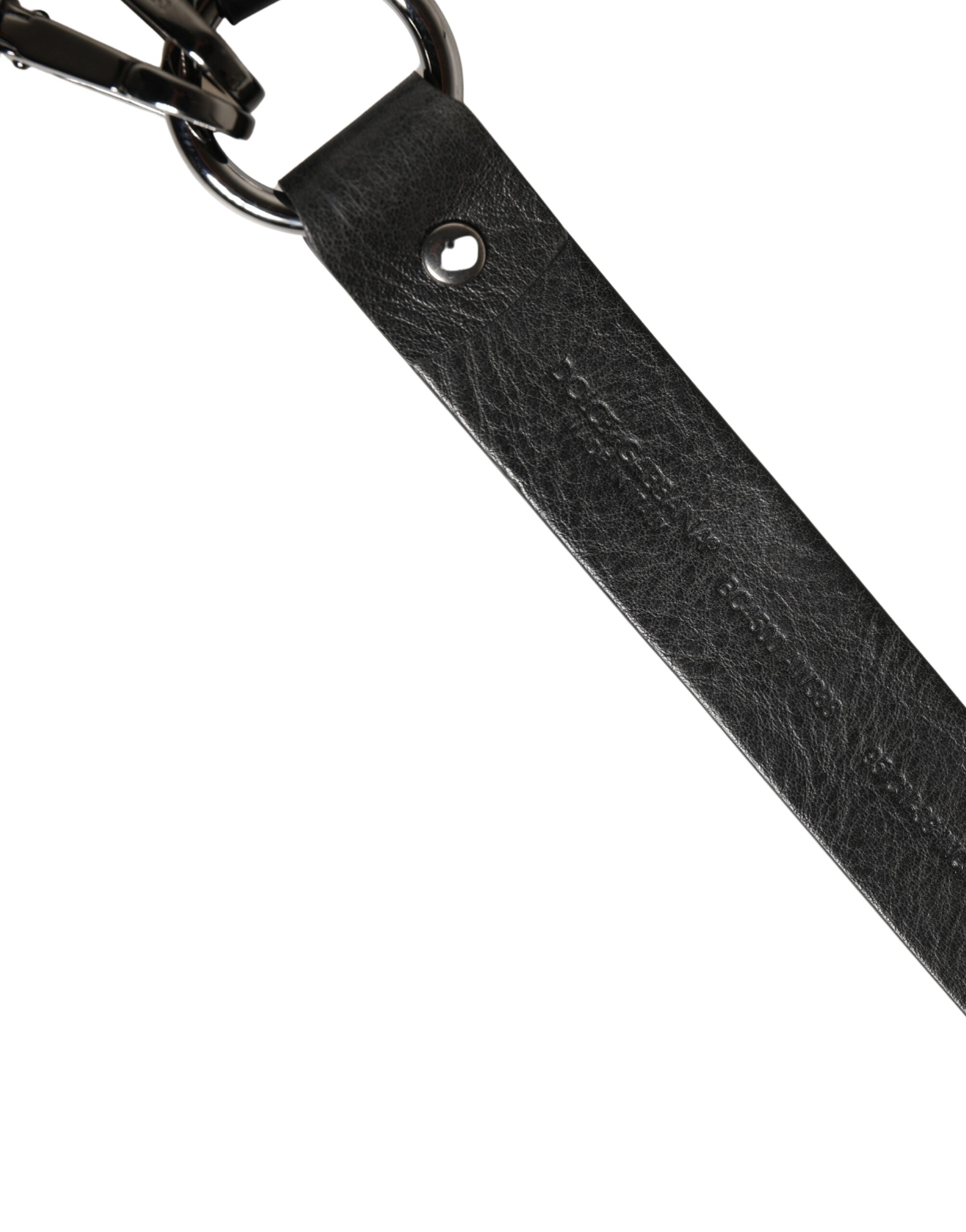 Black Leather Silver Chain Waist Men Belt - ventzia