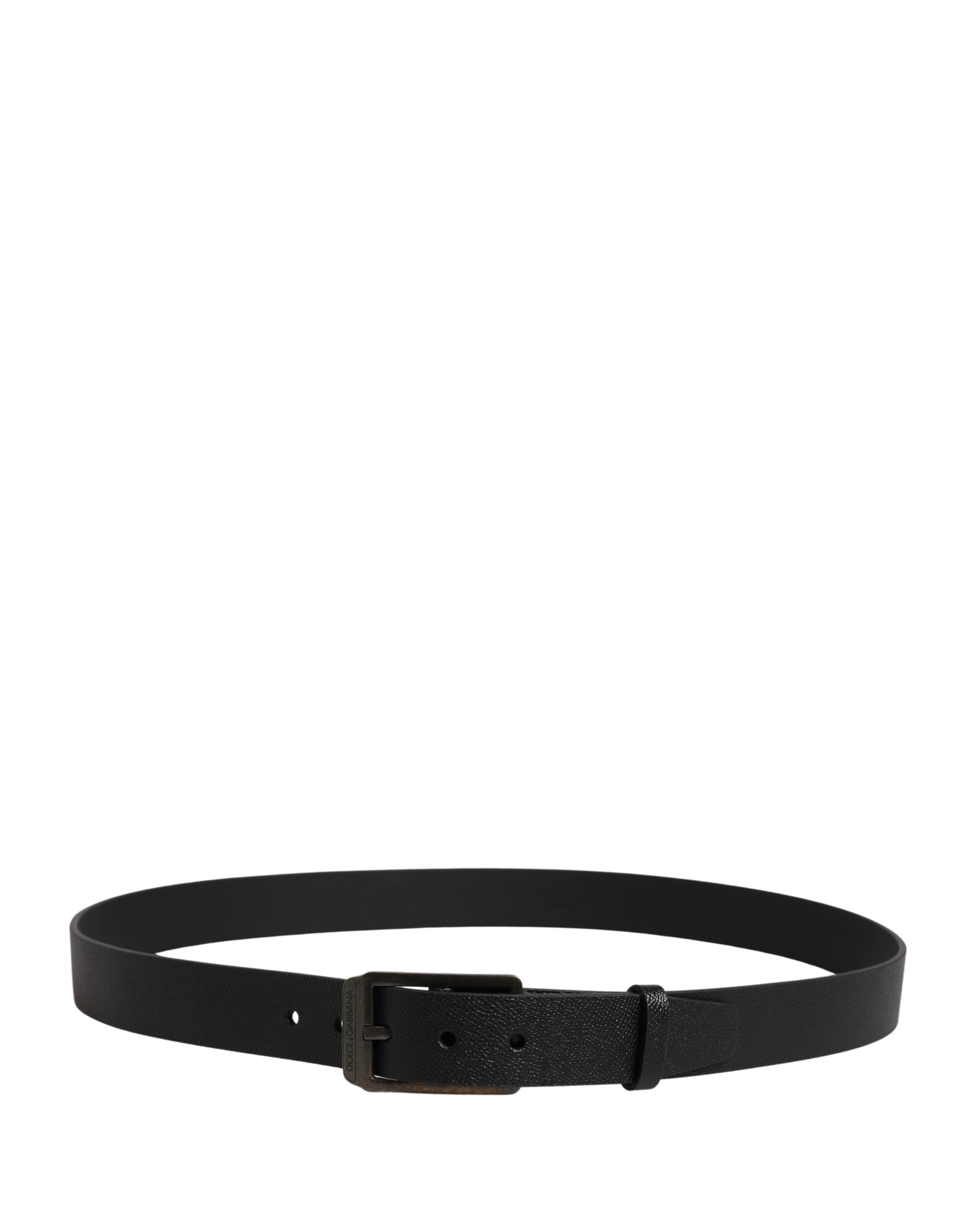 Black Calf Leather Gold Metal Buckle  Belt - ventzia