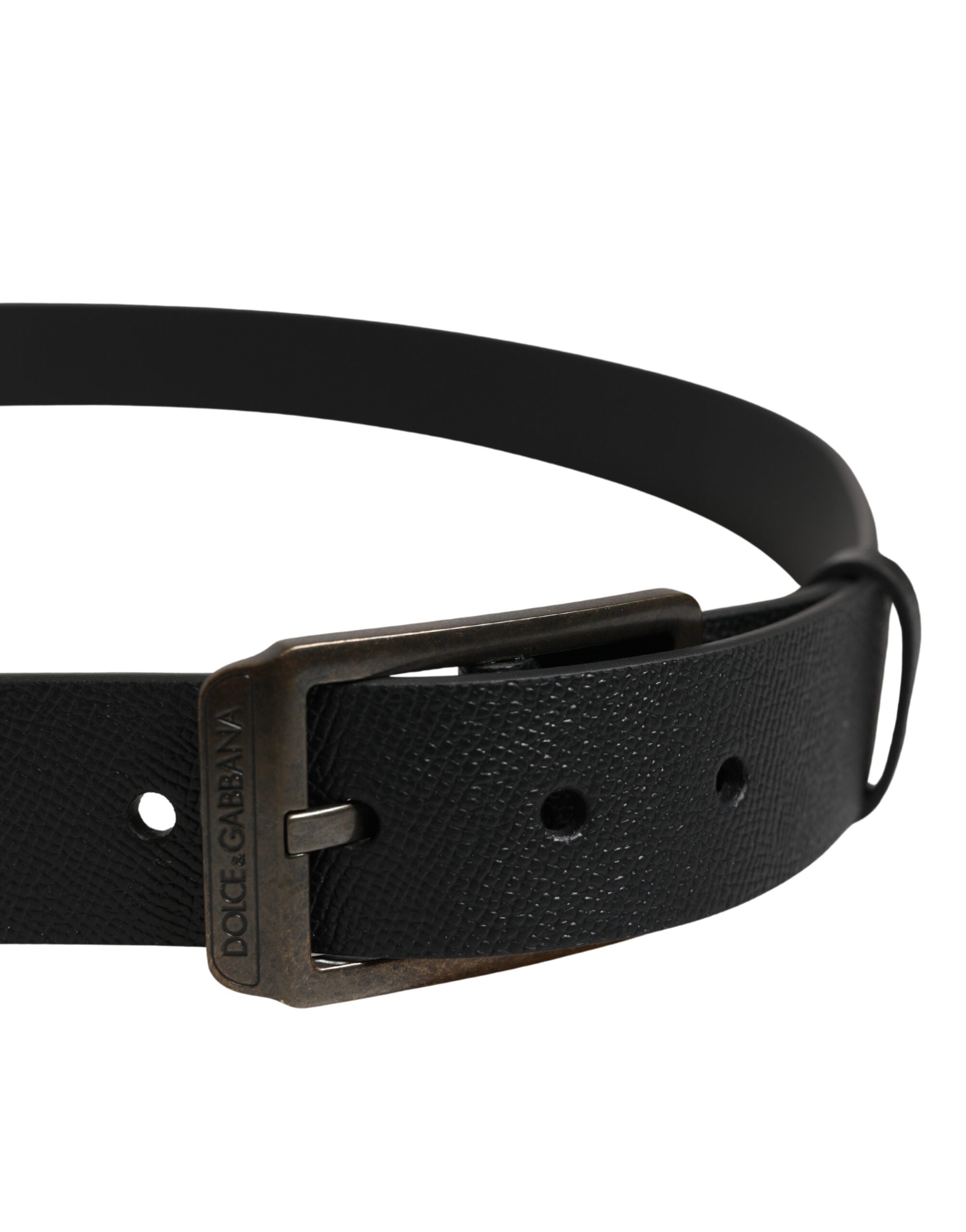 Black Calf Leather Gold Metal Buckle  Belt - ventzia