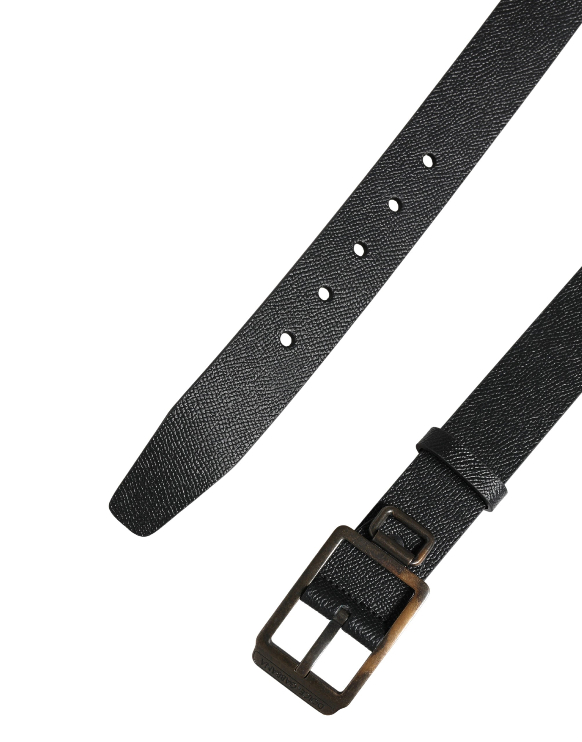 Black Calf Leather Gold Metal Buckle  Belt - ventzia