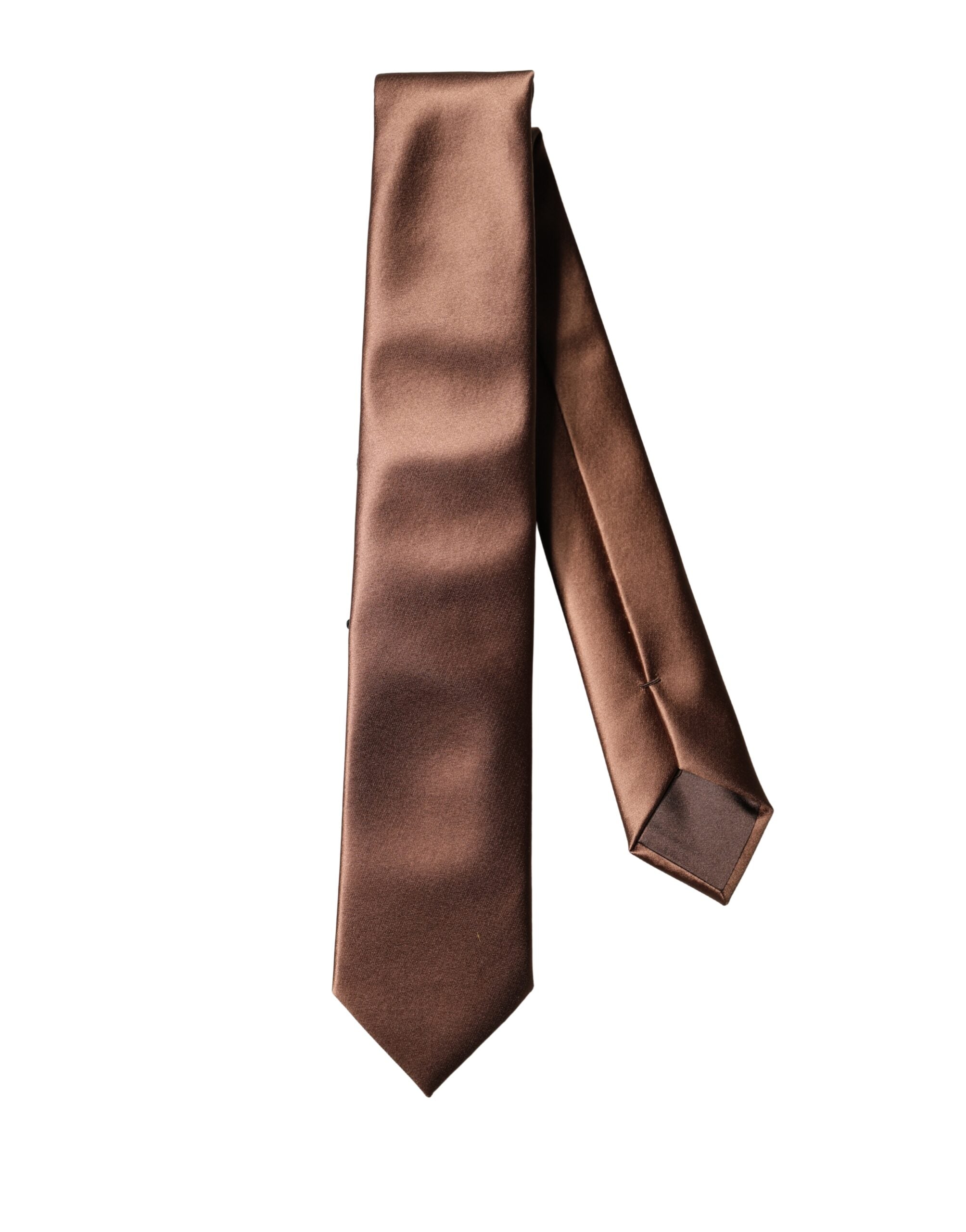 Brown Satin 100% Silk Wide Adjustable Men Necktie Tie - ventzia