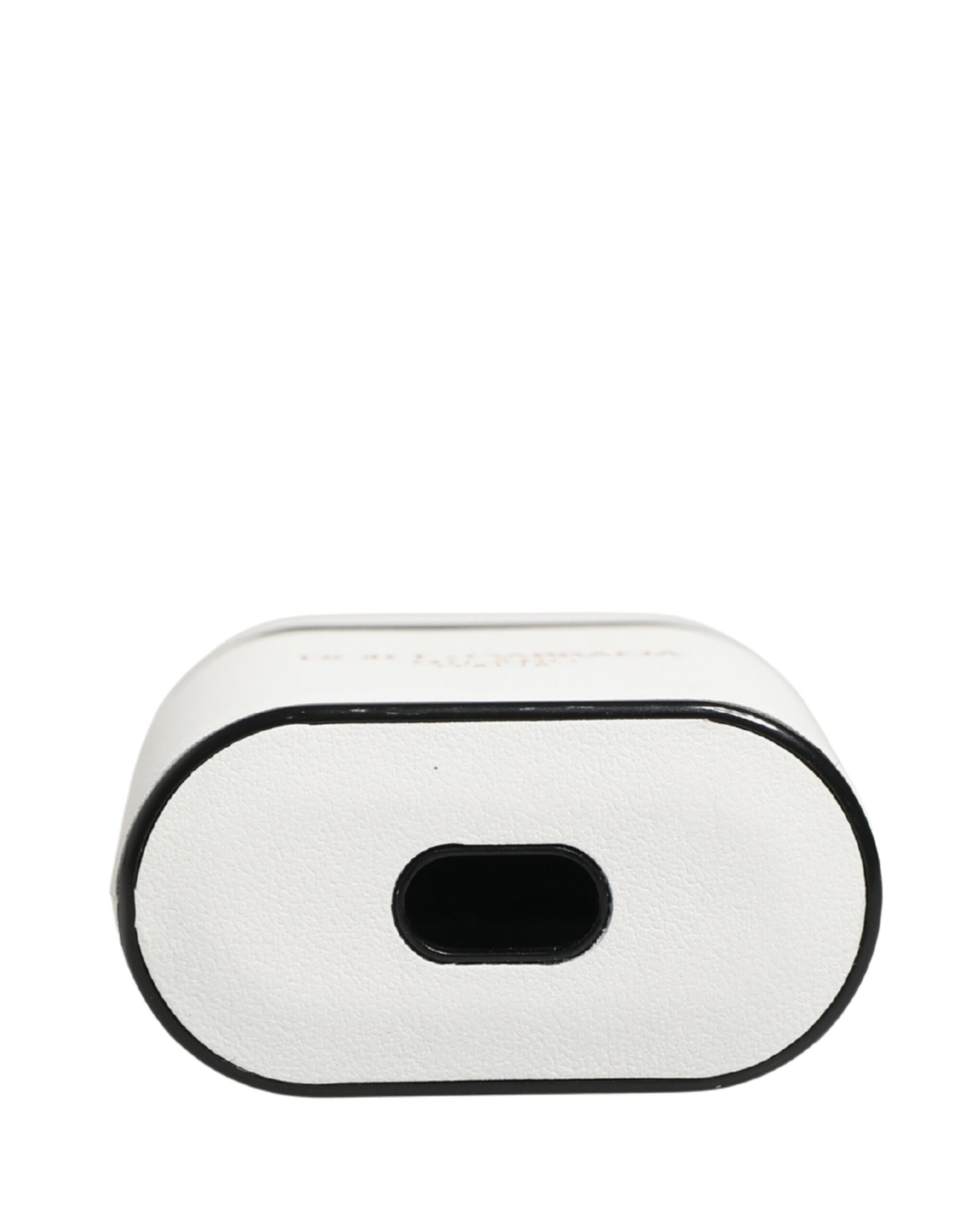 White Calf Leather Logo Print Flip Holder  Airpods Case - ventzia