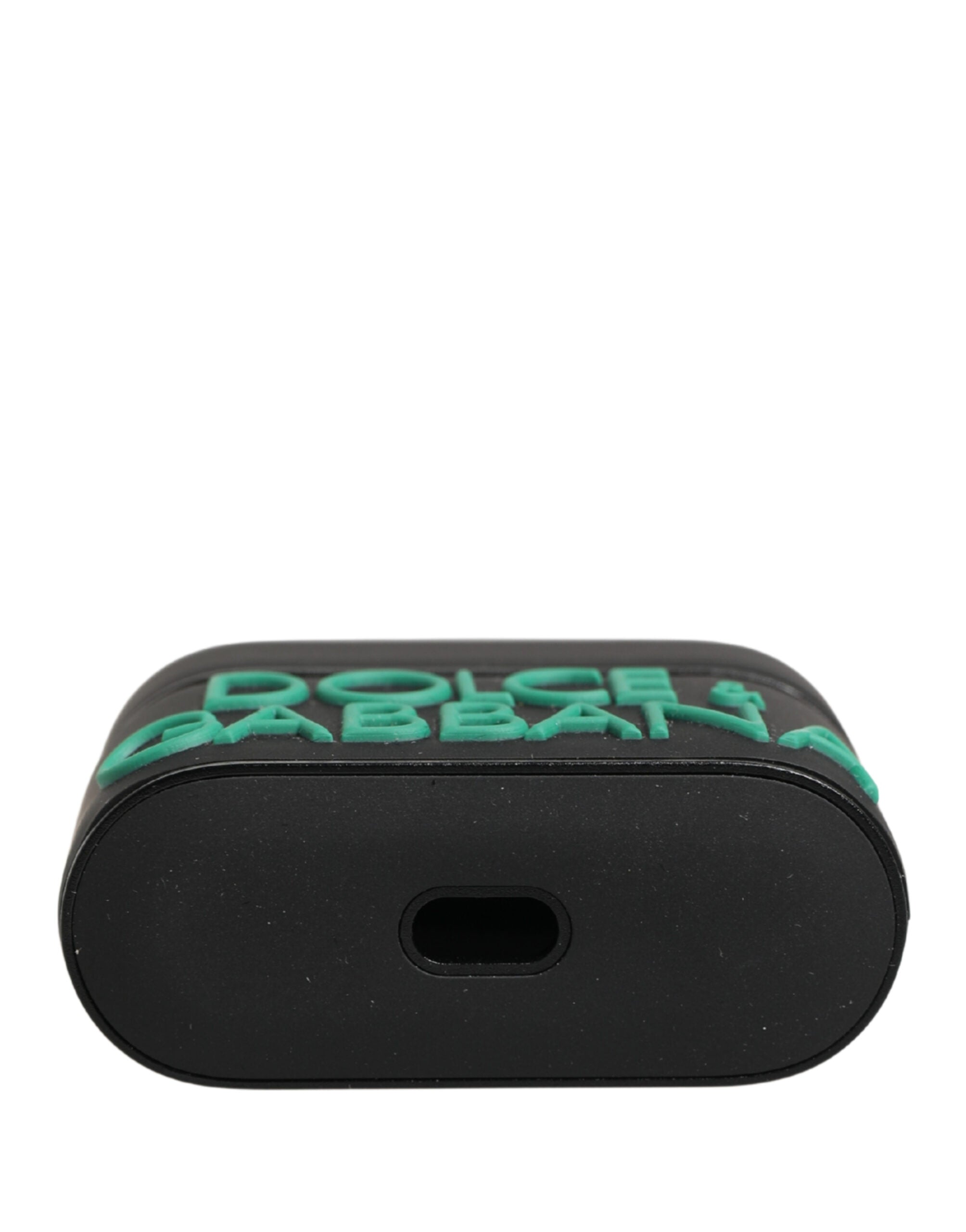 Black PVC Embossed Logo Flip Holder Women Airpods Case - ventzia