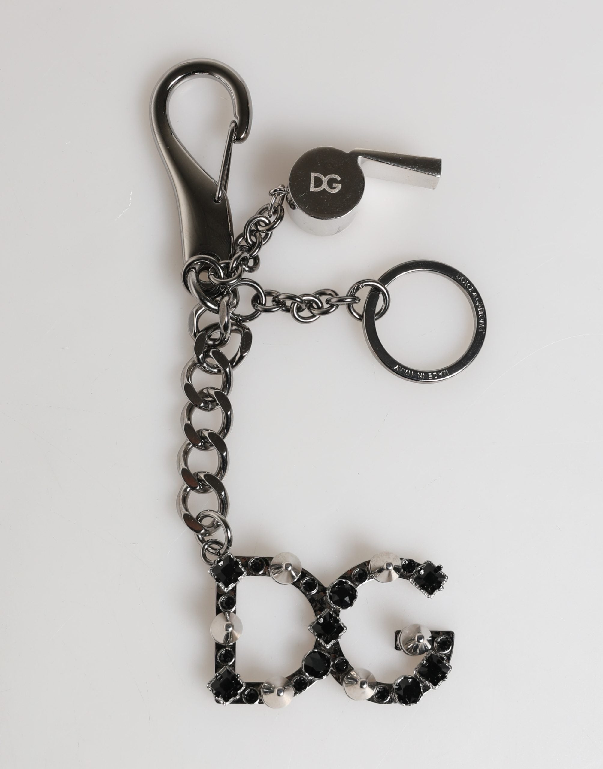 Silver Brass Metal DG Logo Crystal Ring Keyring Keychain - ventzia