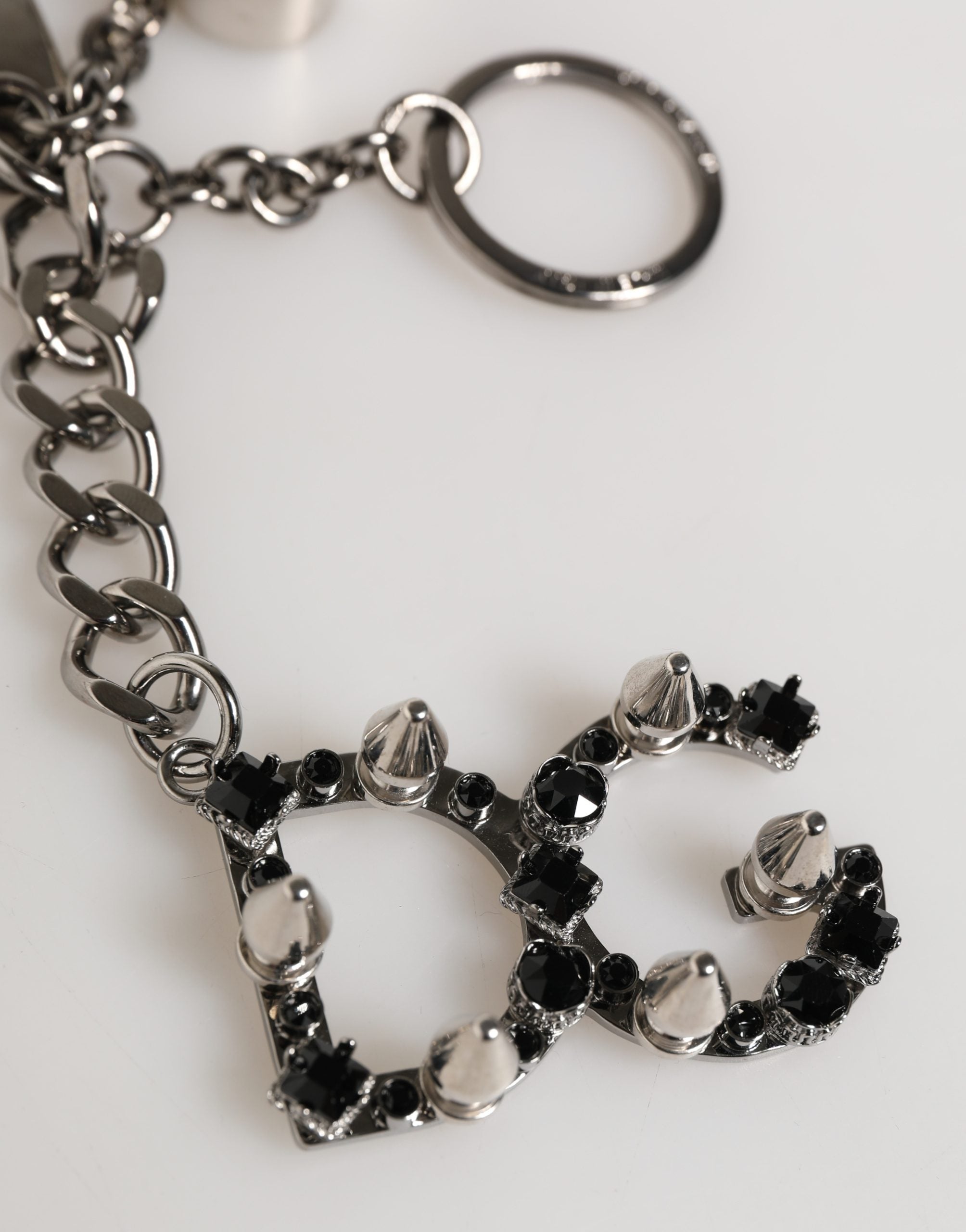Silver Brass Metal DG Logo Crystal Ring Keyring Keychain - ventzia