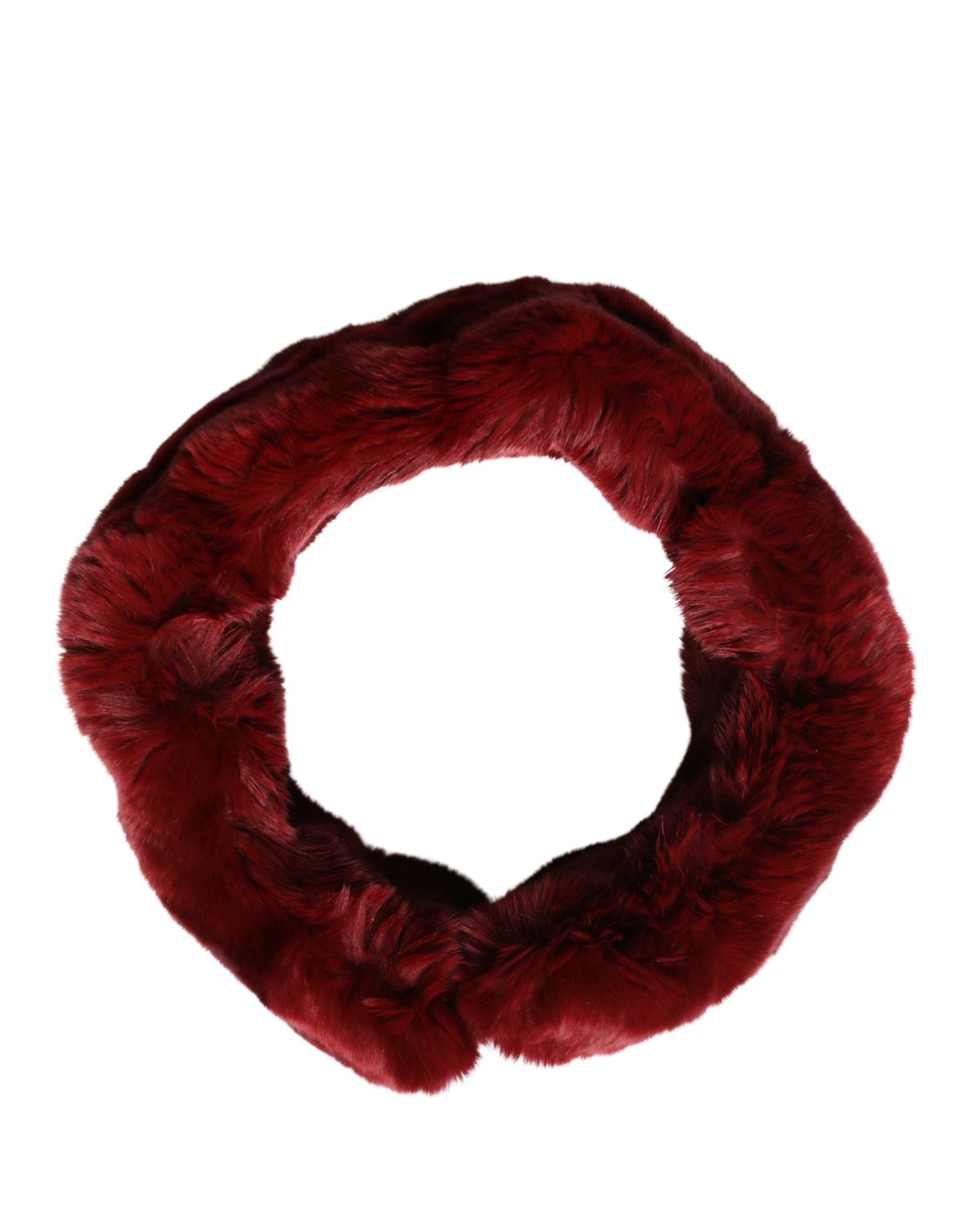 Red Lamb Fur Collar Women Neck Wrap 50cm x 8cm Scarf - ventzia