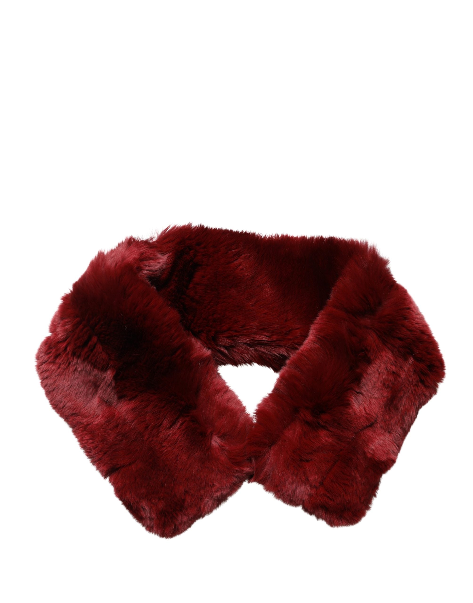 Red Lamb Fur Collar Women Neck Wrap 50cm x 8cm Scarf - ventzia
