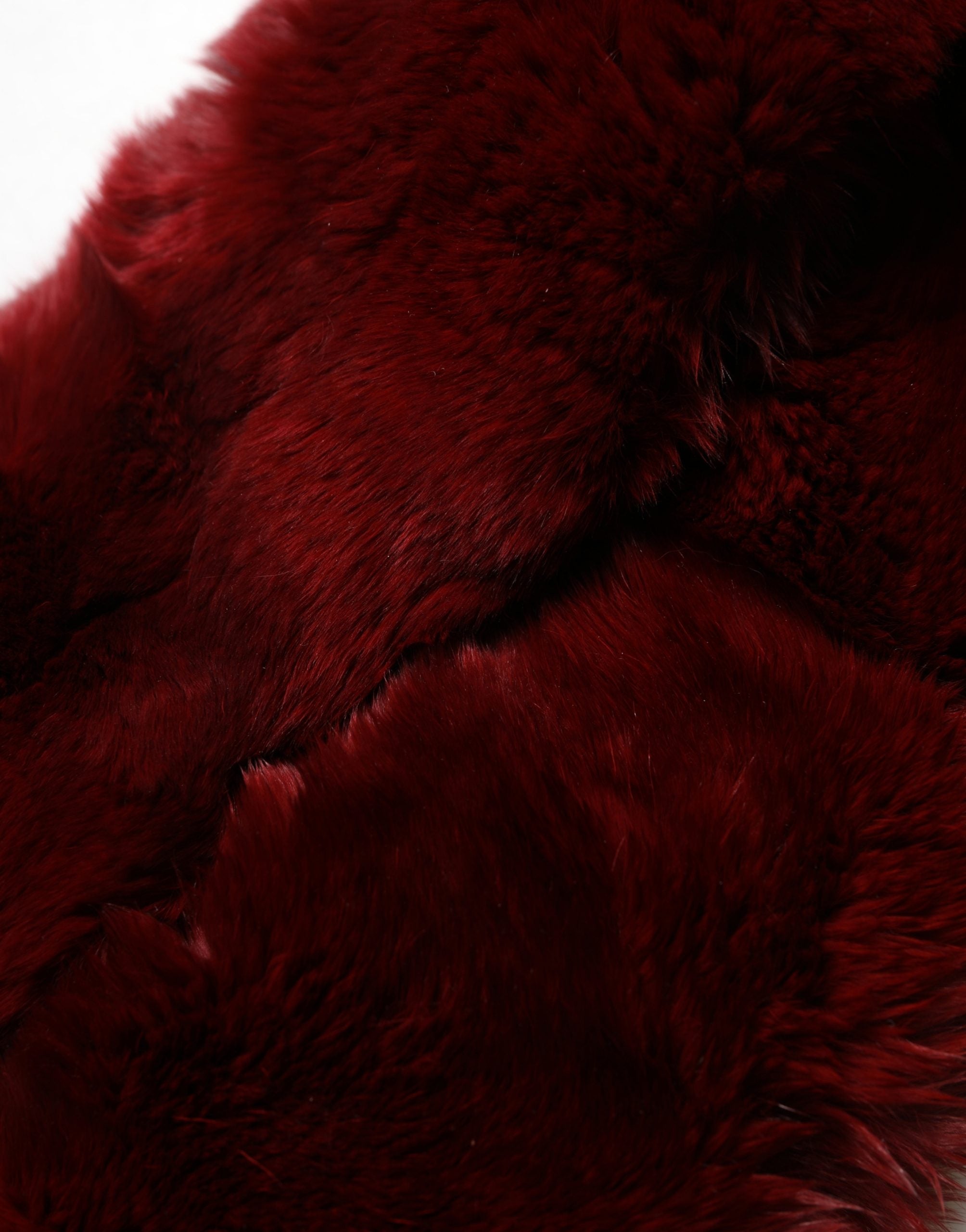 Red Lamb Fur Collar Women Neck Wrap 50cm x 8cm Scarf - ventzia