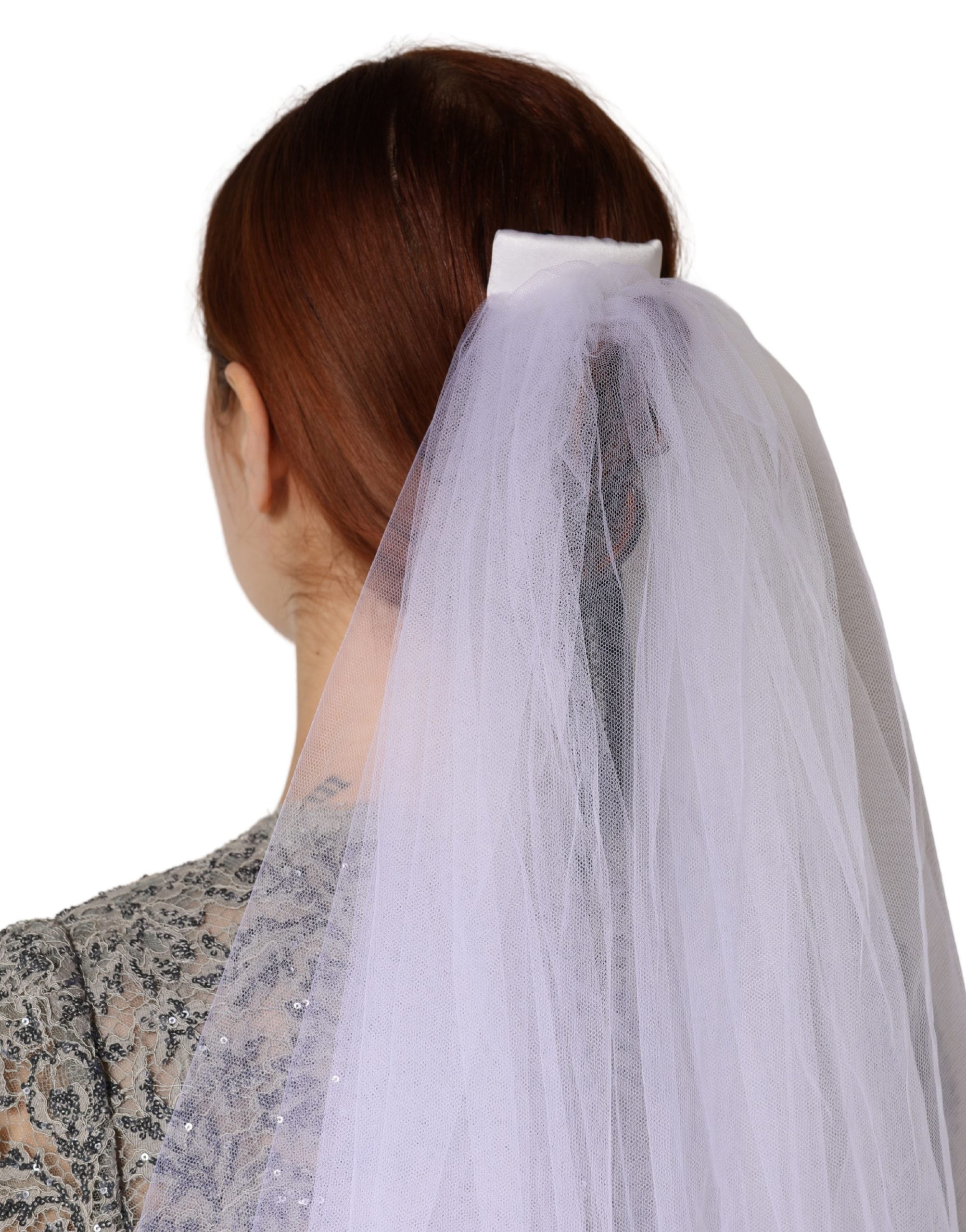 White Floral LaceNylon Floor Length 3M Long Veil - ventzia