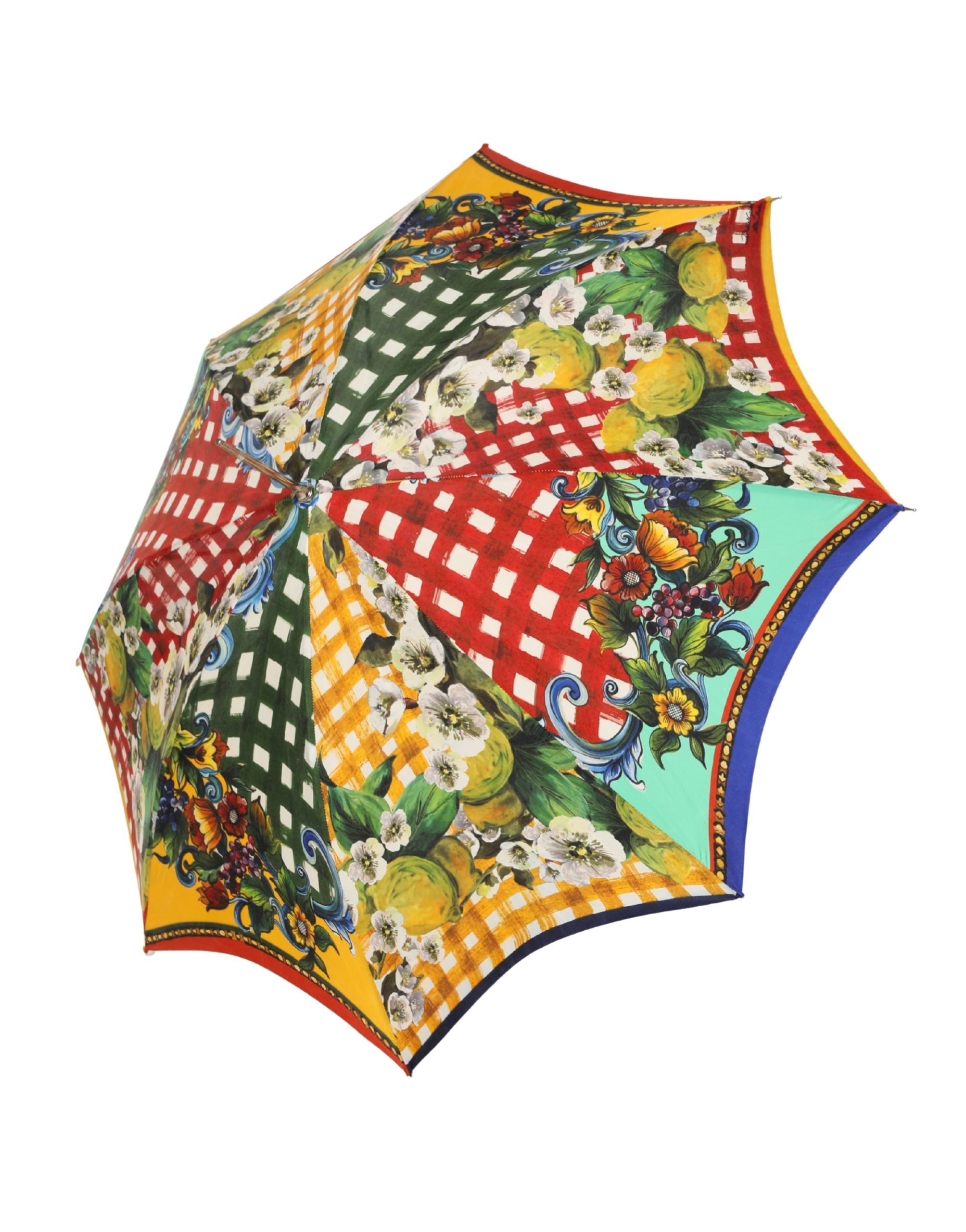 Multicolor Carretto Siciliano Print Collapsible Umbrella - ventzia