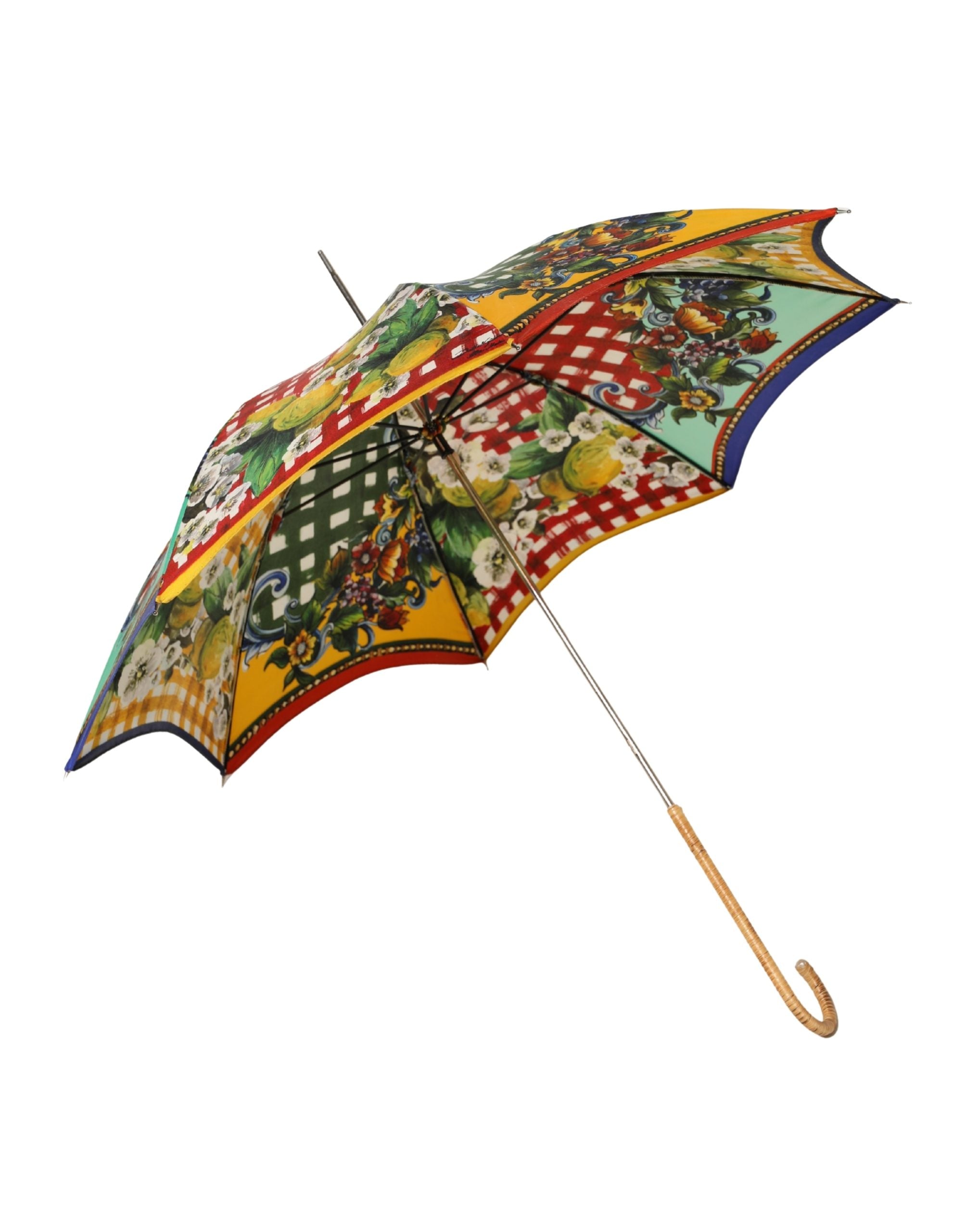 Multicolor Carretto Siciliano Print Collapsible Umbrella - ventzia