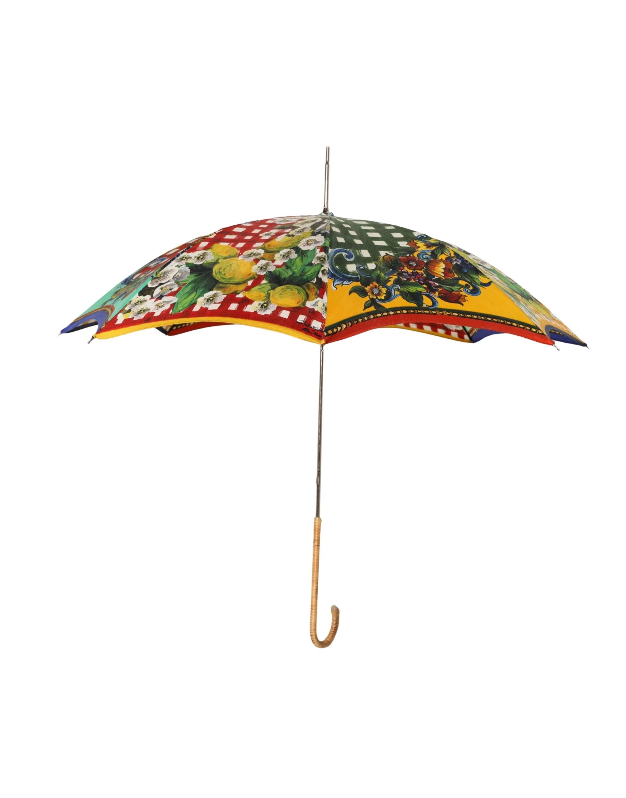 Multicolor Carretto Siciliano Print Collapsible Umbrella - ventzia