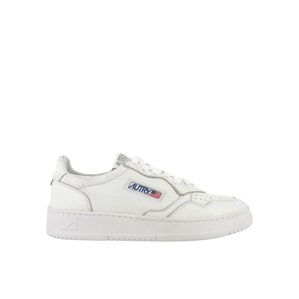 White Leather Low Top Sneakers - ventzia